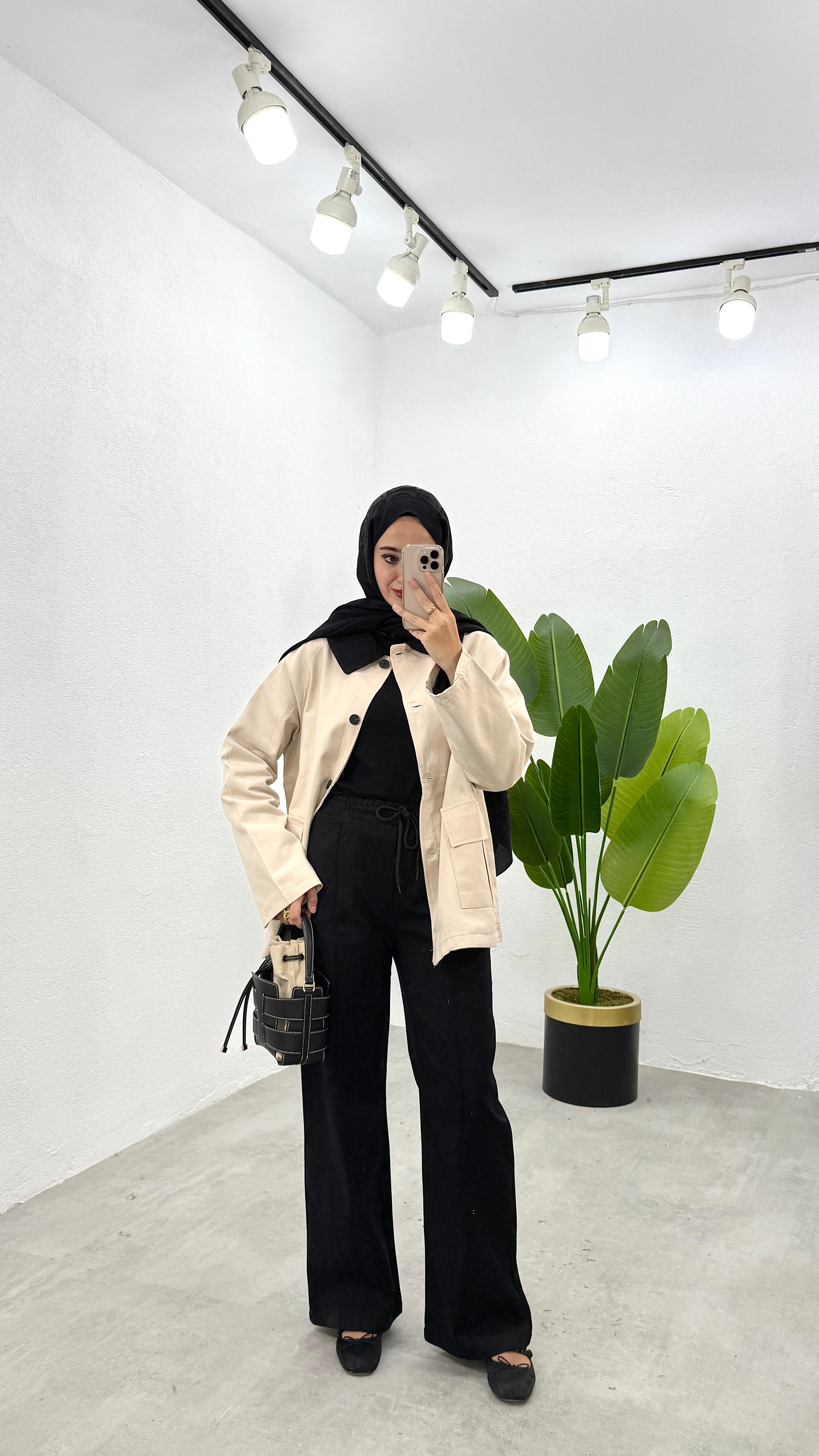 Gabardin Parka Ceket - Taş
