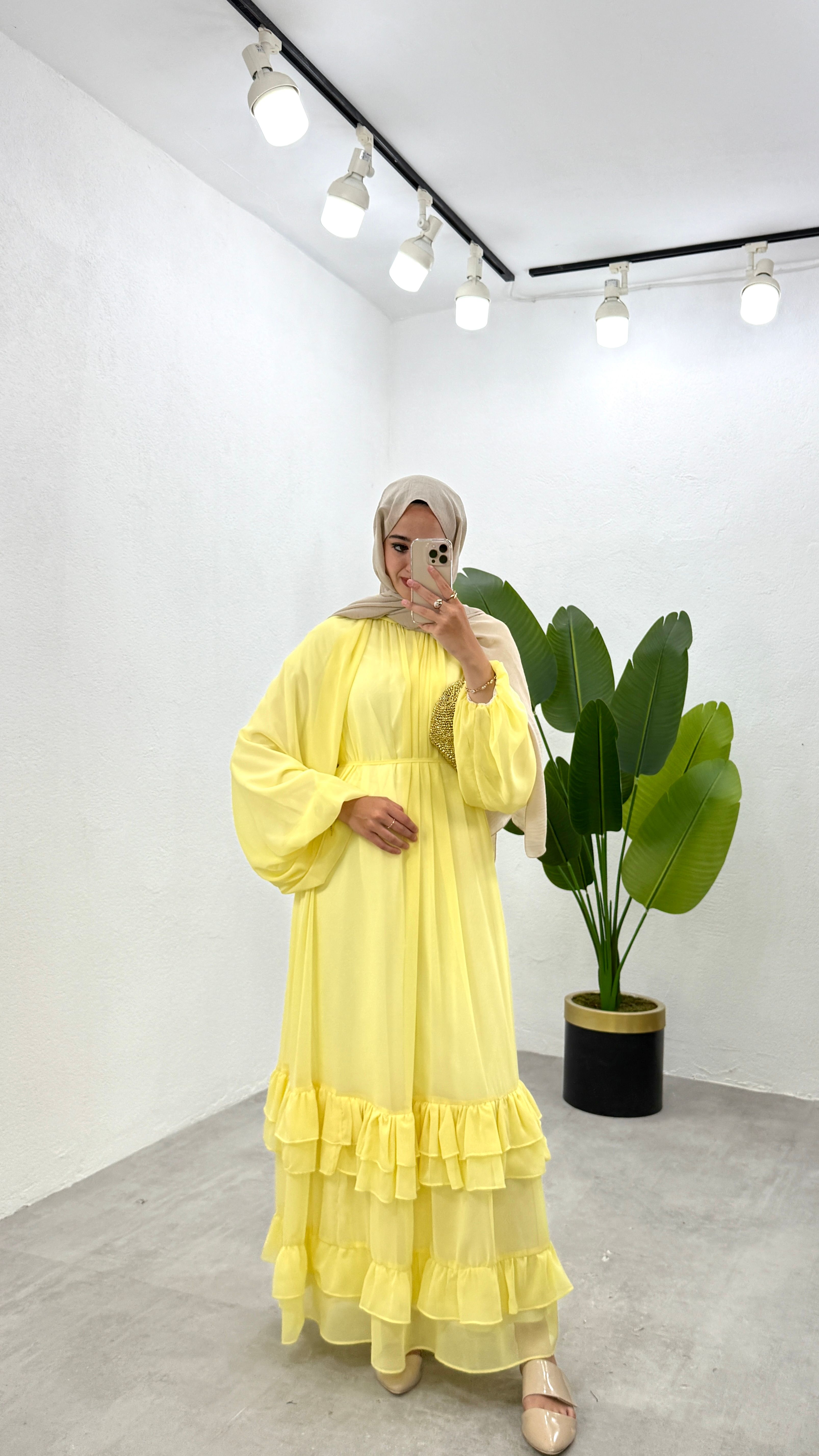 Emily Şifon Elbise - Sarı