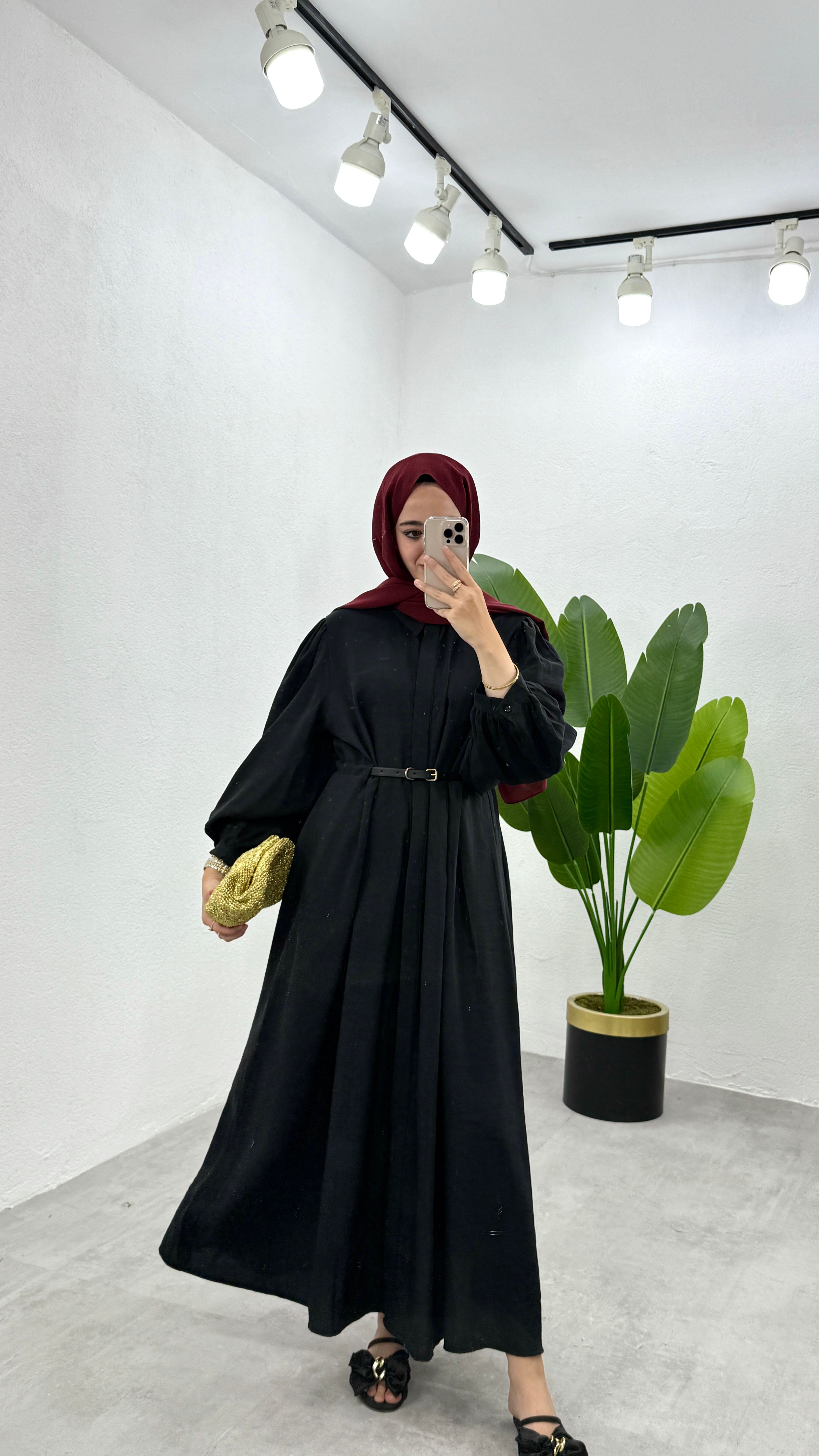 Kemerli LiLi Elbise - Siyah