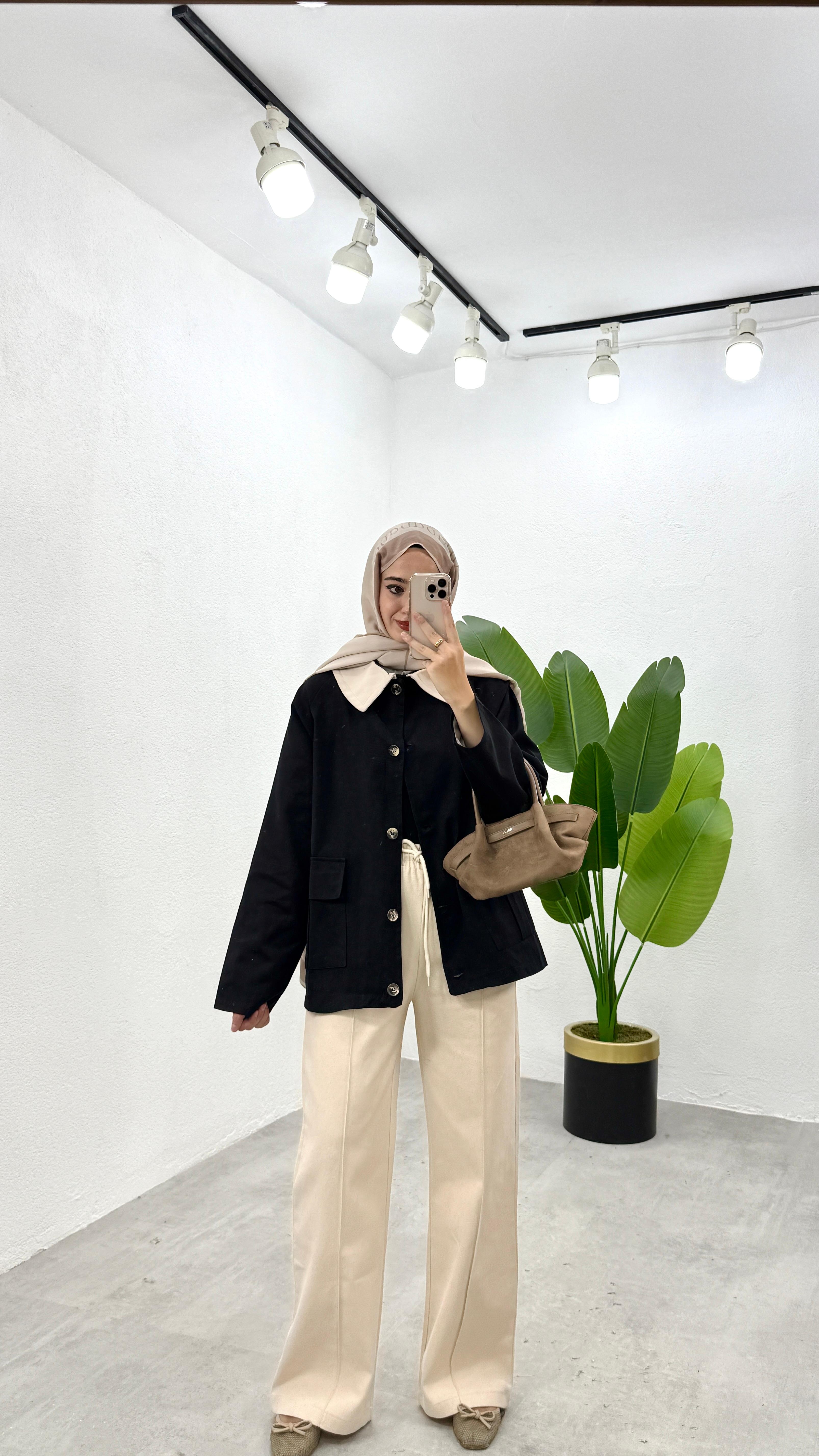 Gabardin Parka Ceket - Siyah