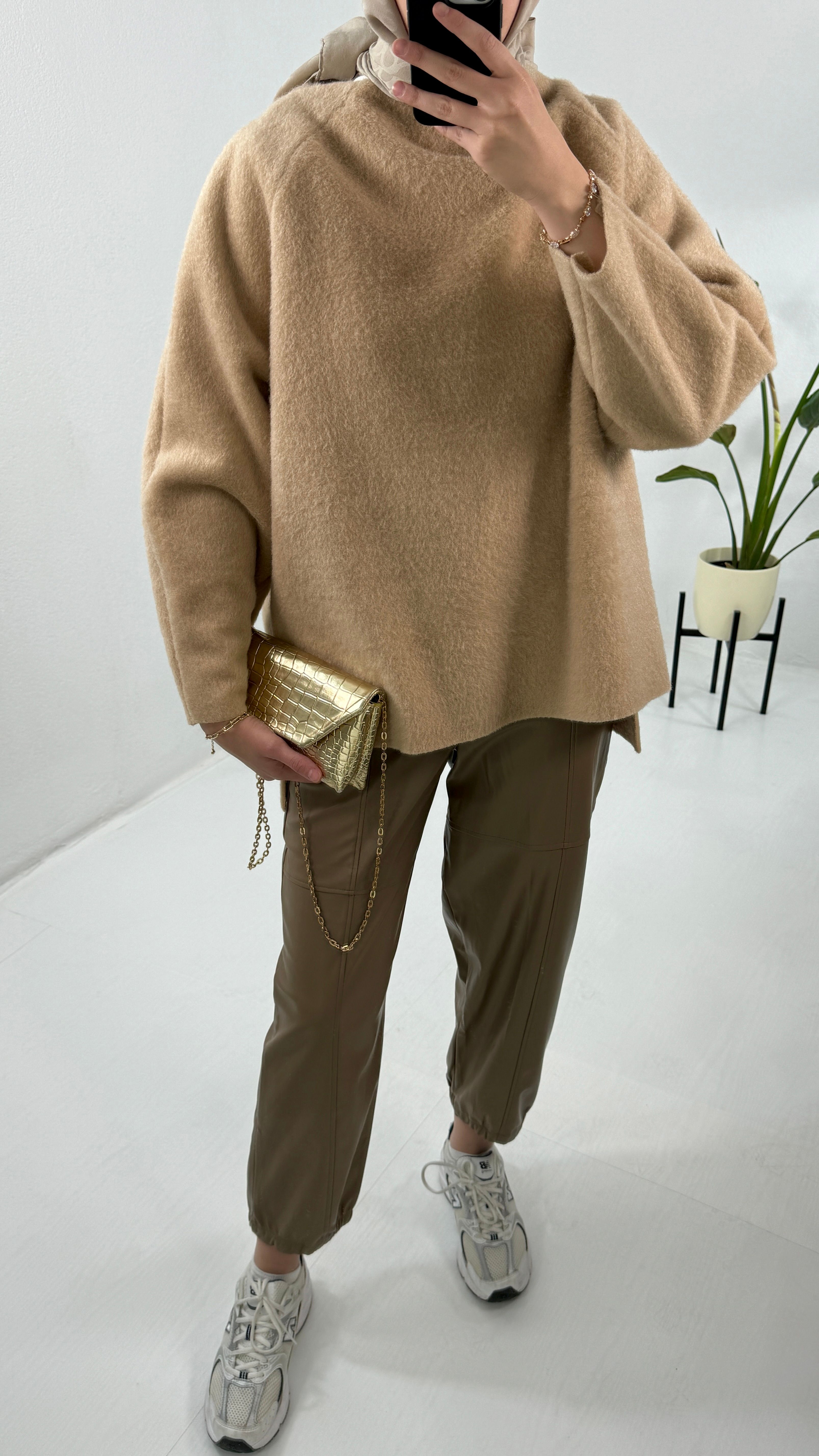 Kaşe Sweat - Koyu Bej