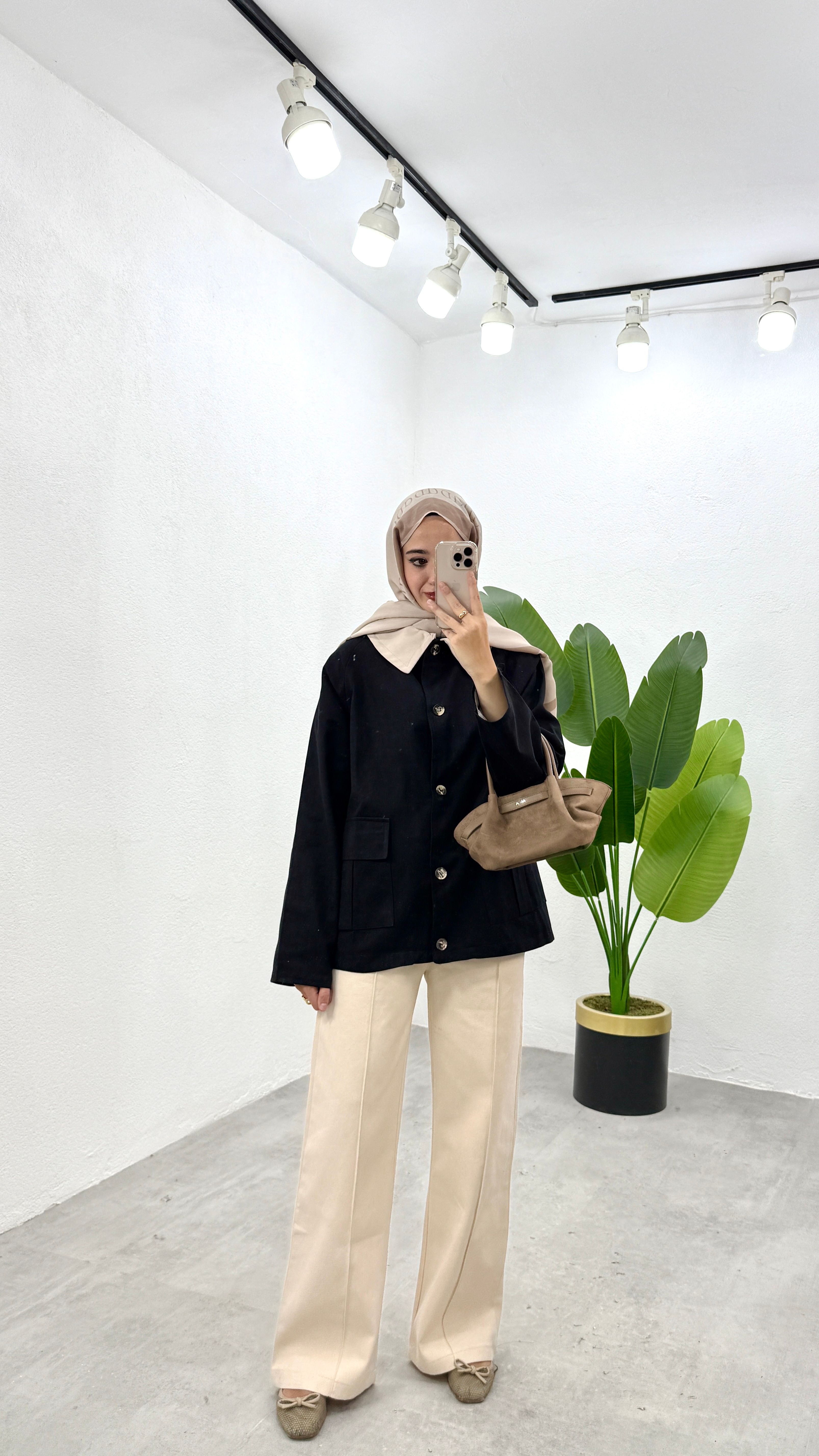 Gabardin Parka Ceket - Siyah