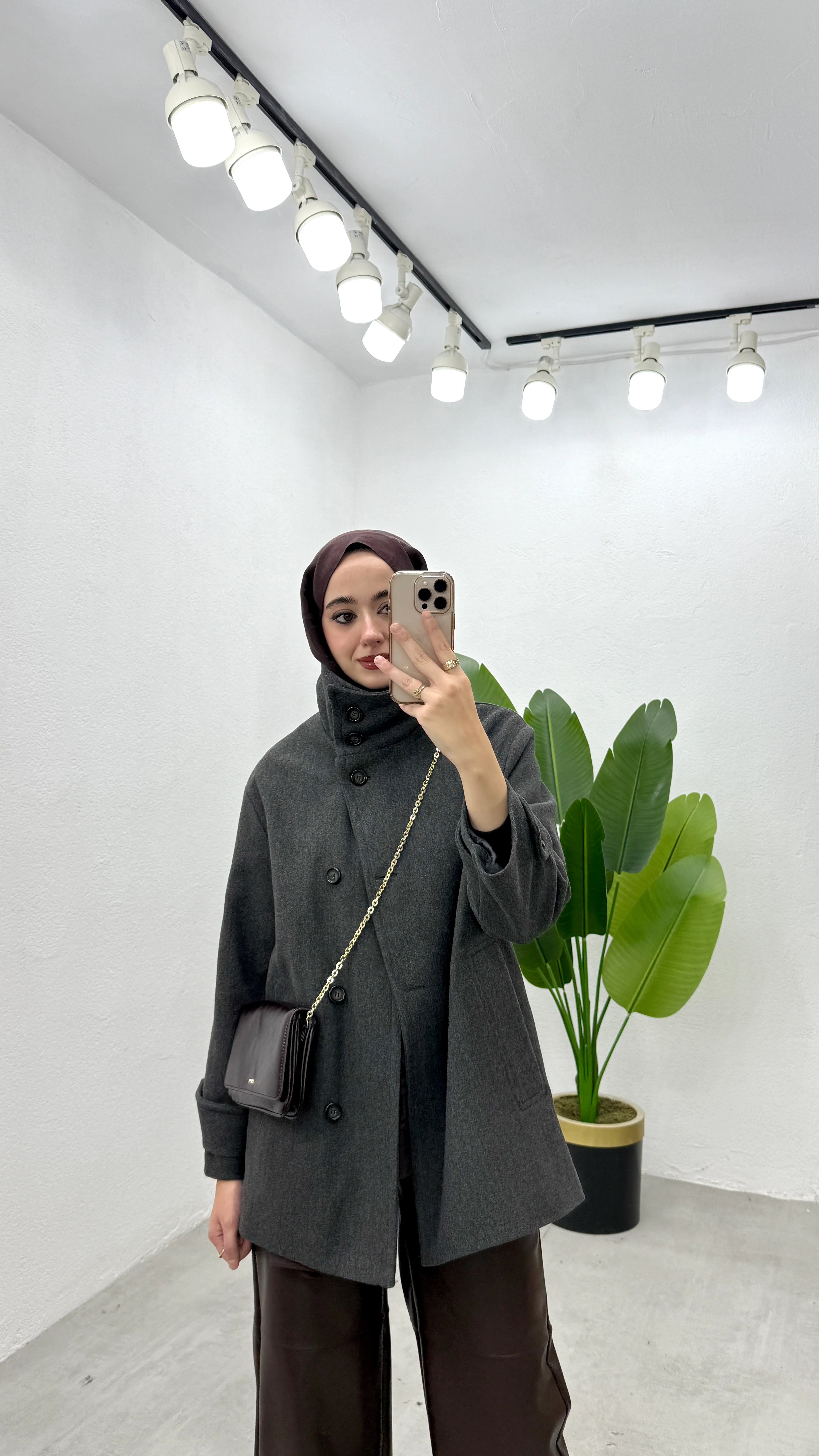 Dik Yaka Kaşe Kaban - Antrasit