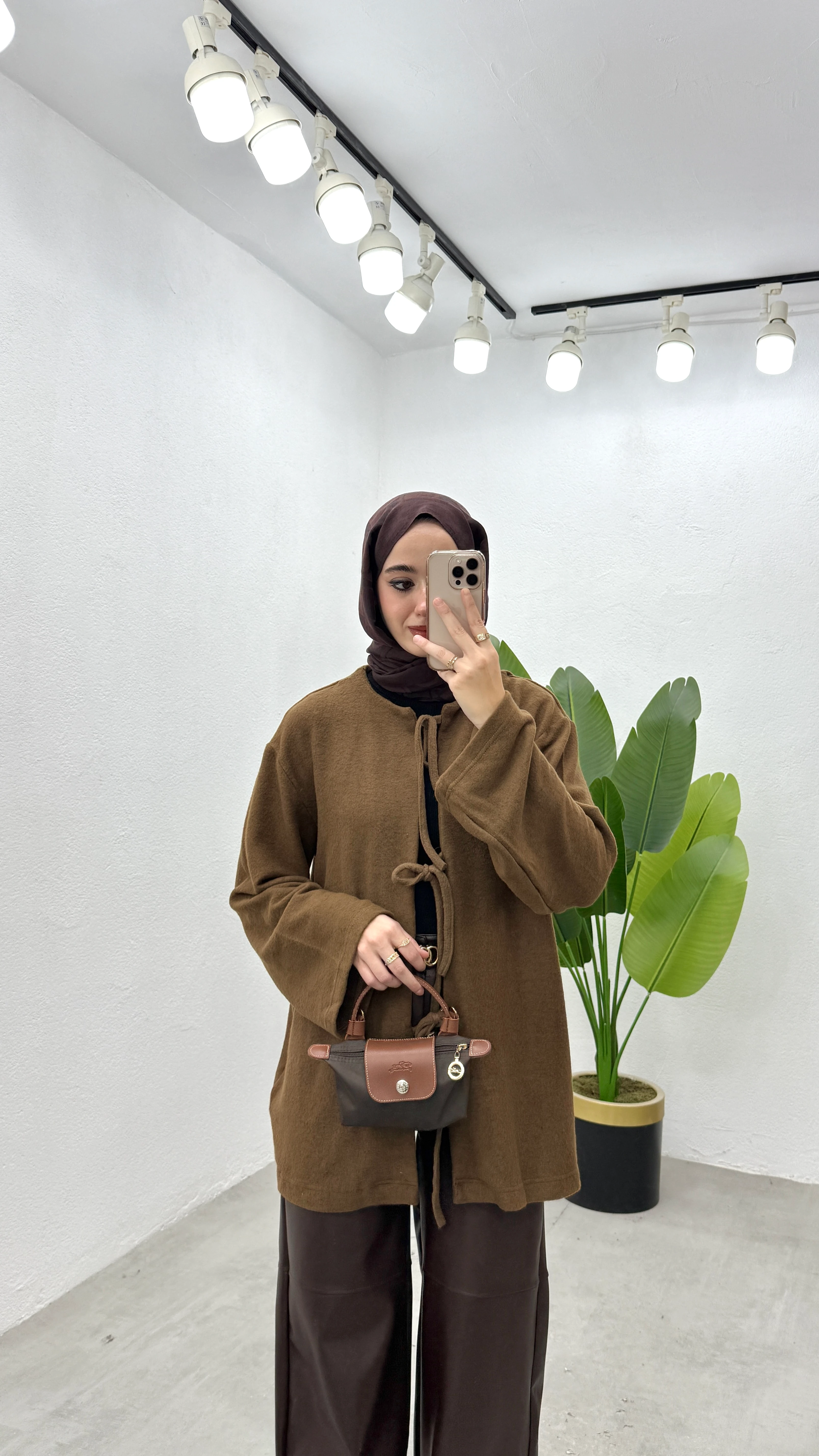 Bağlamalı Yumy Hırka - Kahve