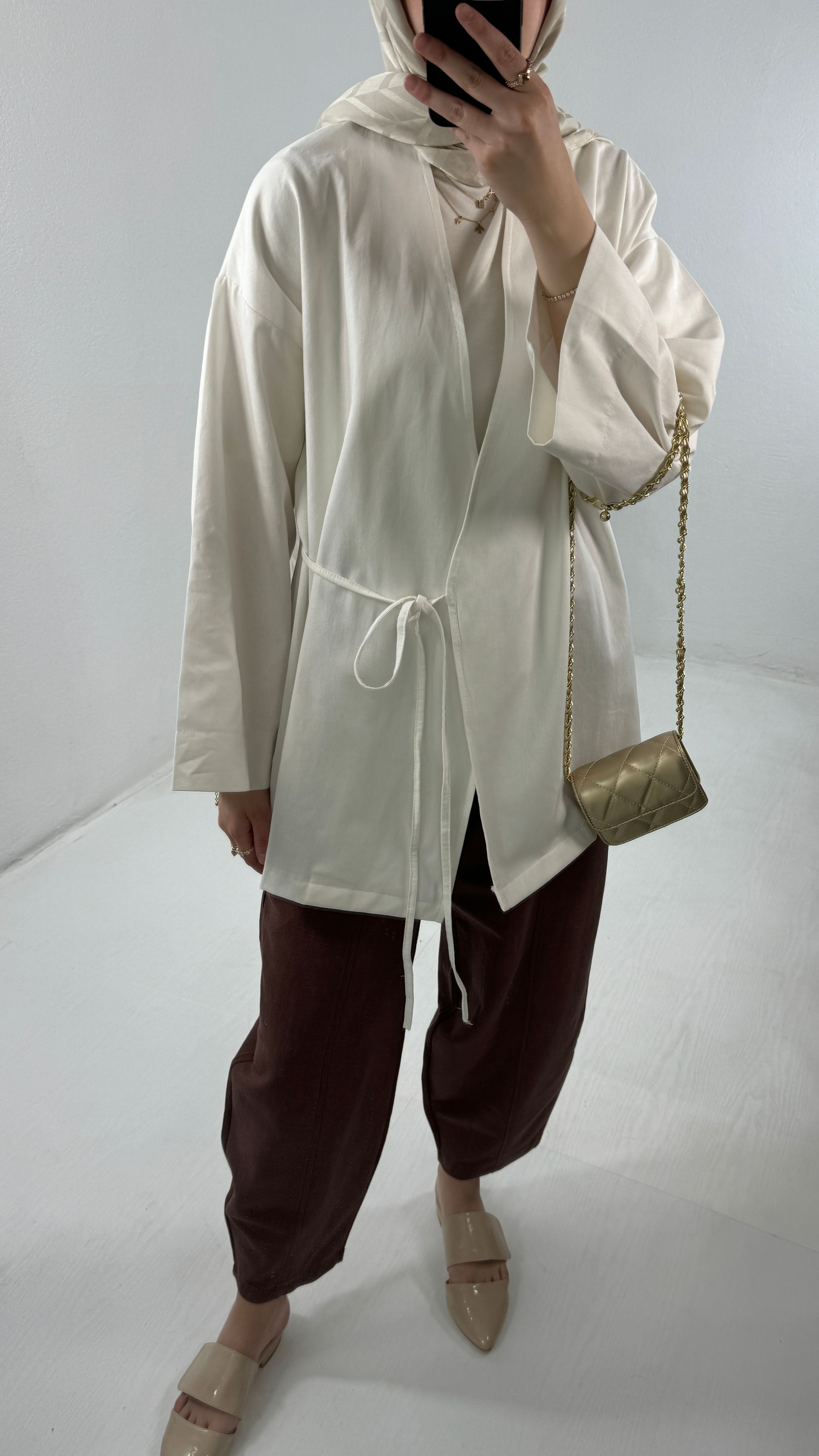 Gabardin Kimono - Beyaz