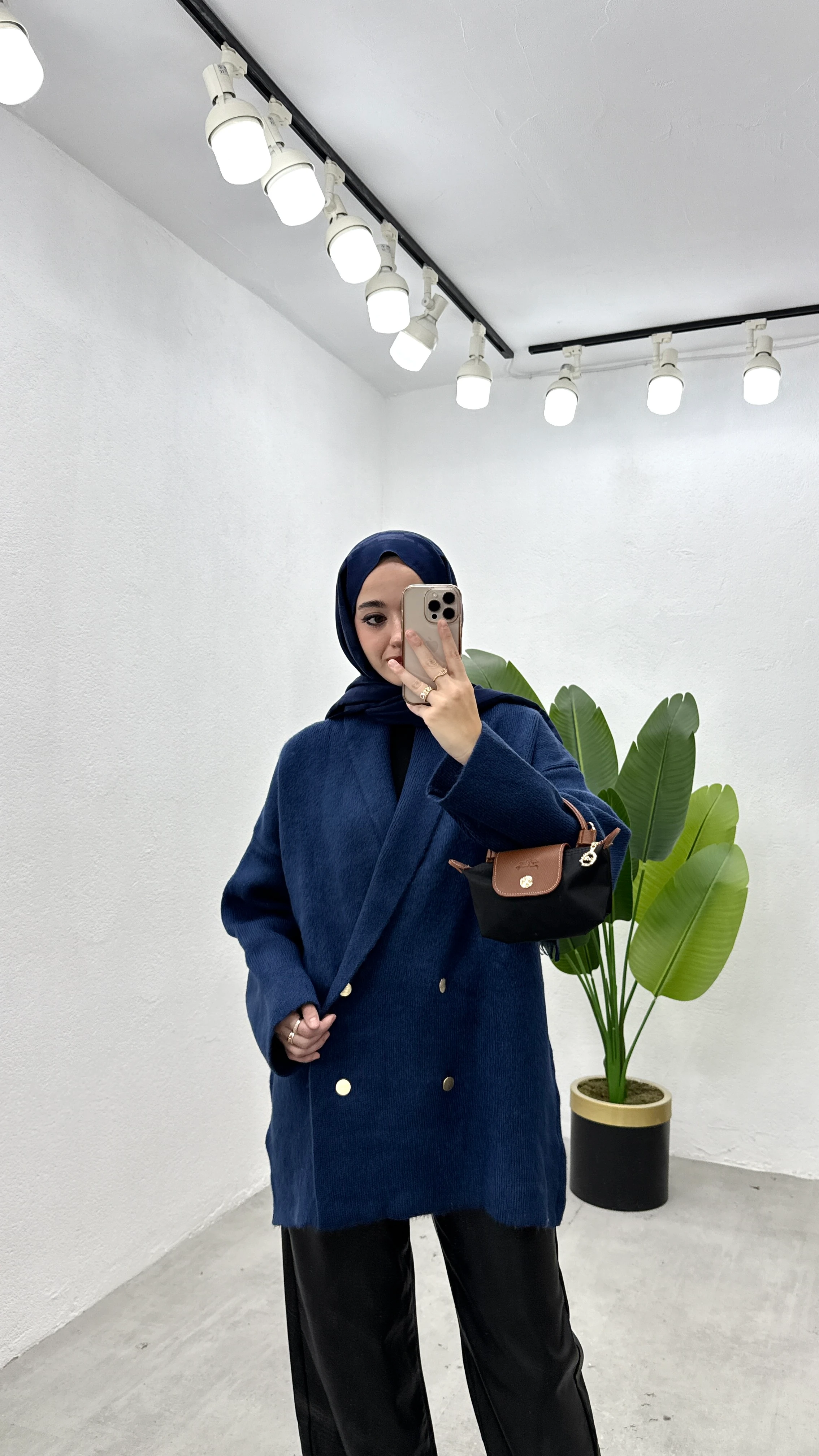 Düğmeli Ceket Hırka - Mavi