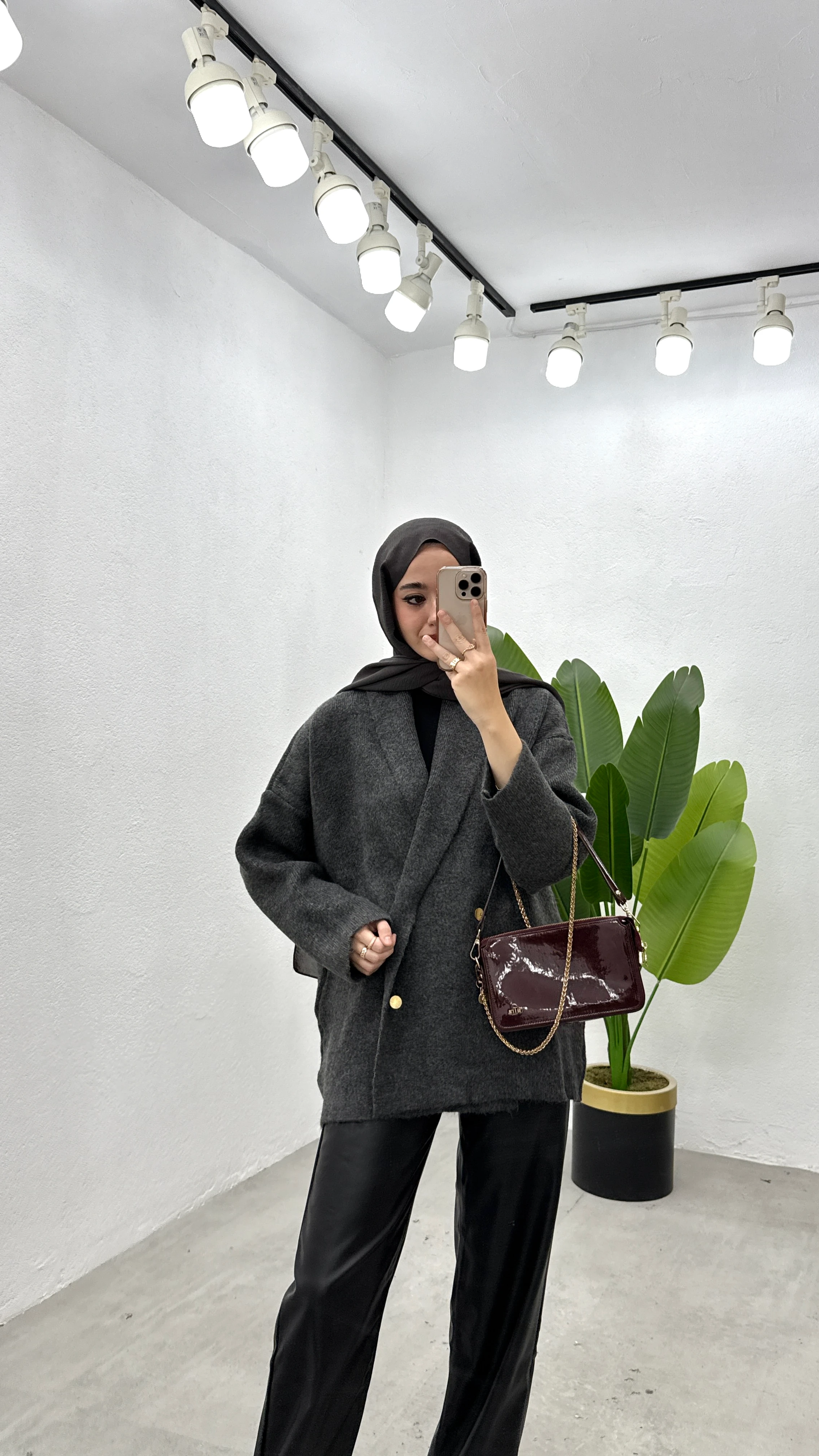 Düğmeli Ceket Hırka - Antrasit