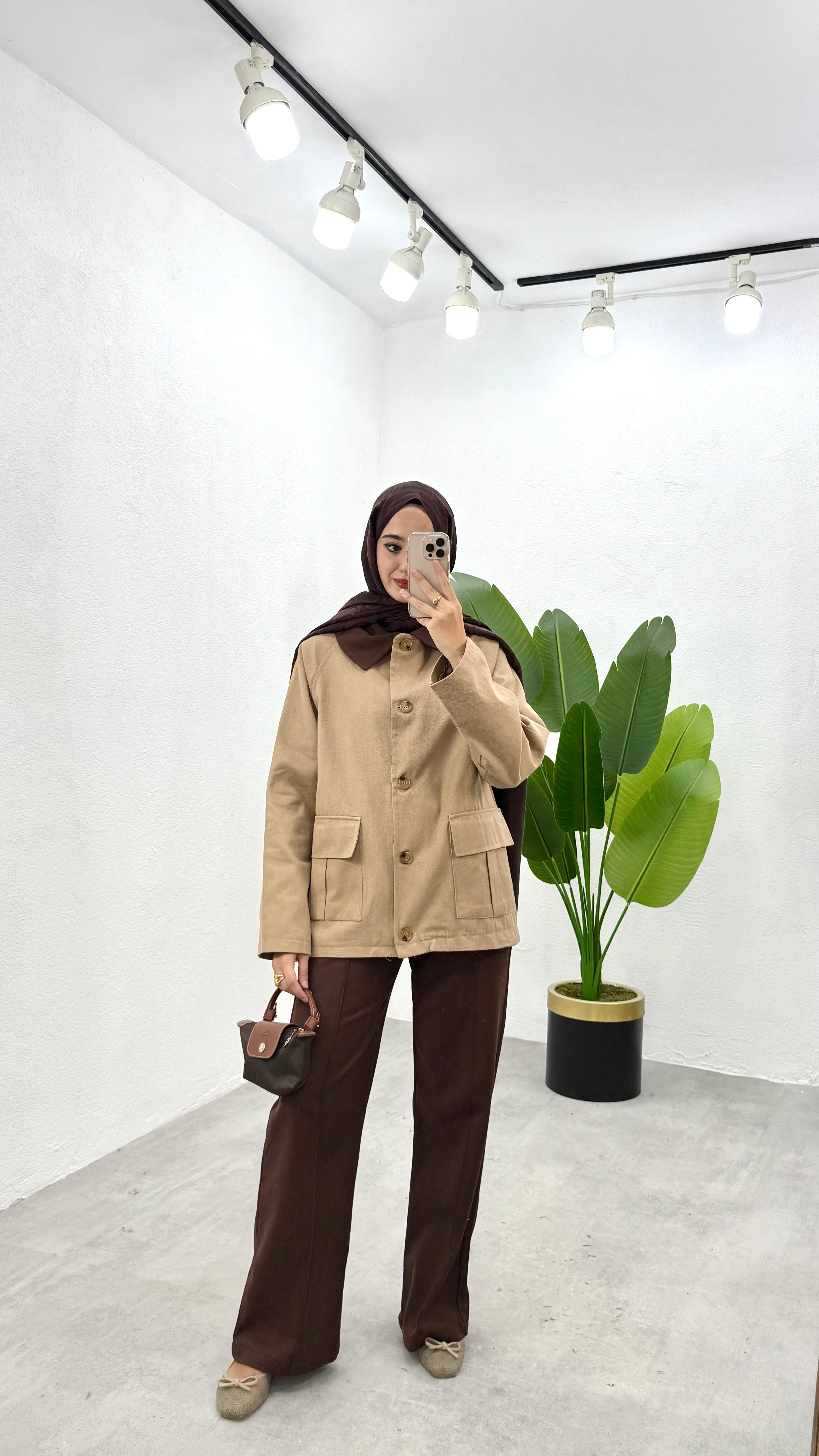 Gabardin Parka Ceket - Camel