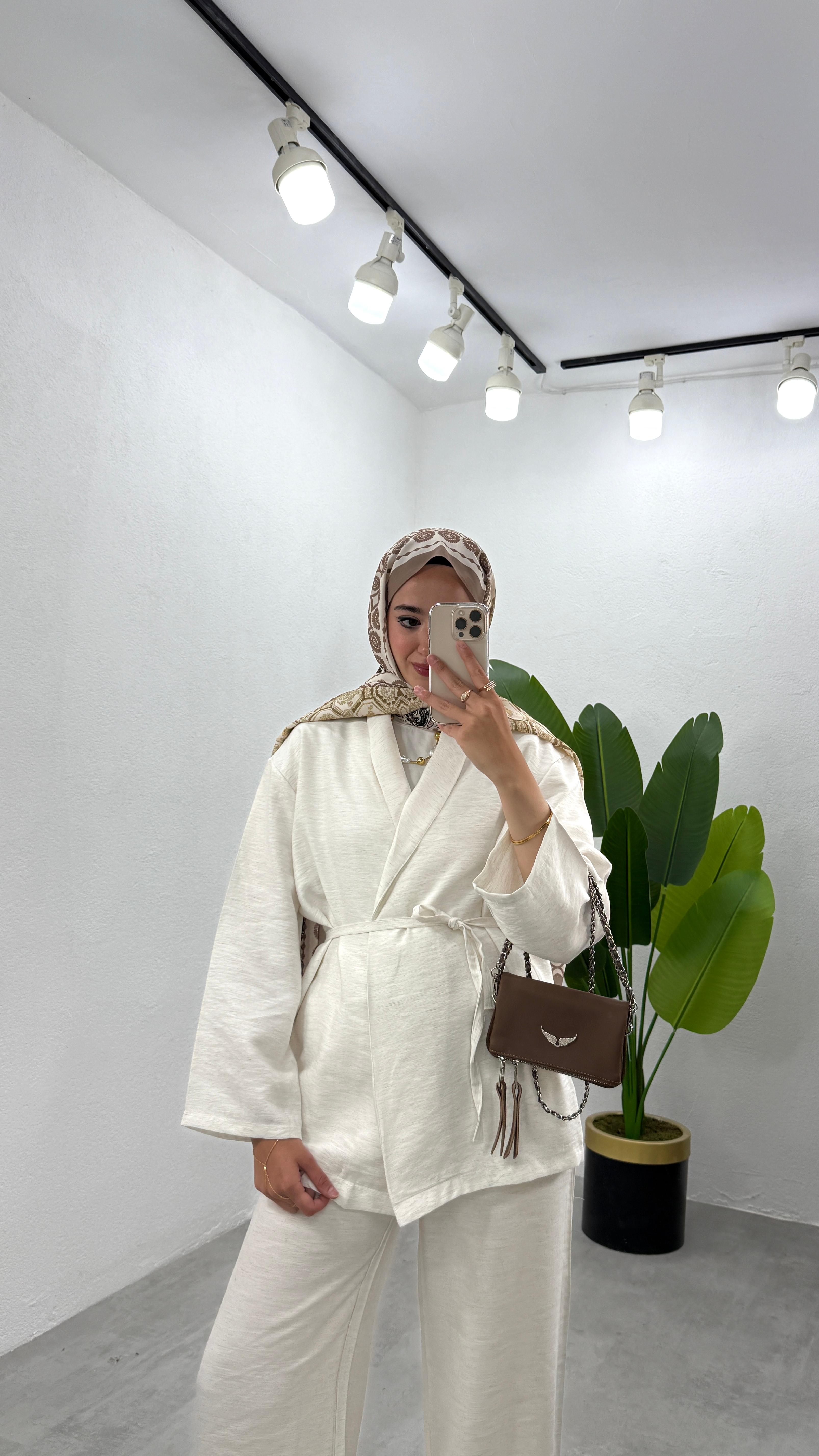Keten Kimono Takım - Bej