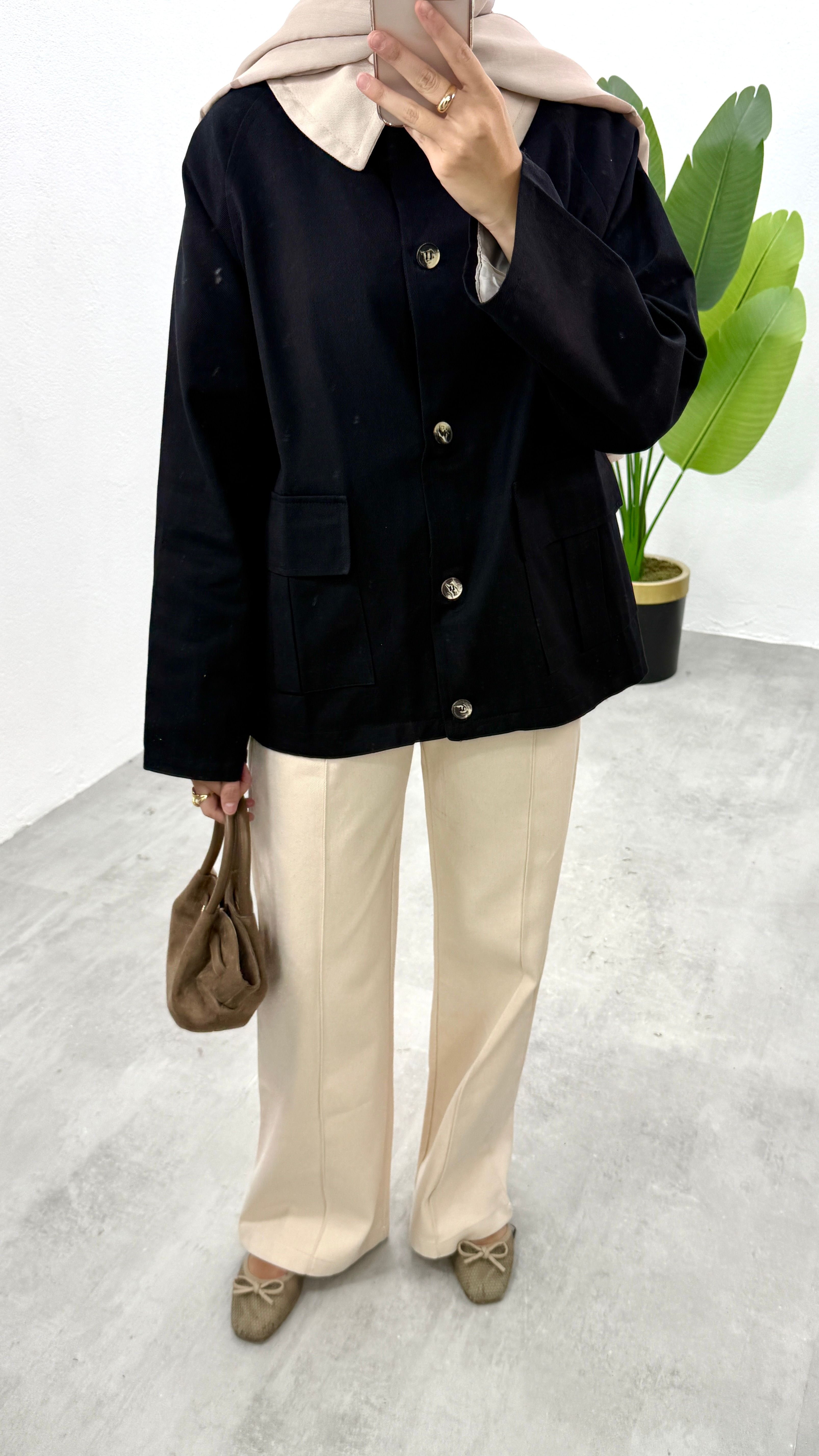 Gabardin Parka Ceket - Siyah