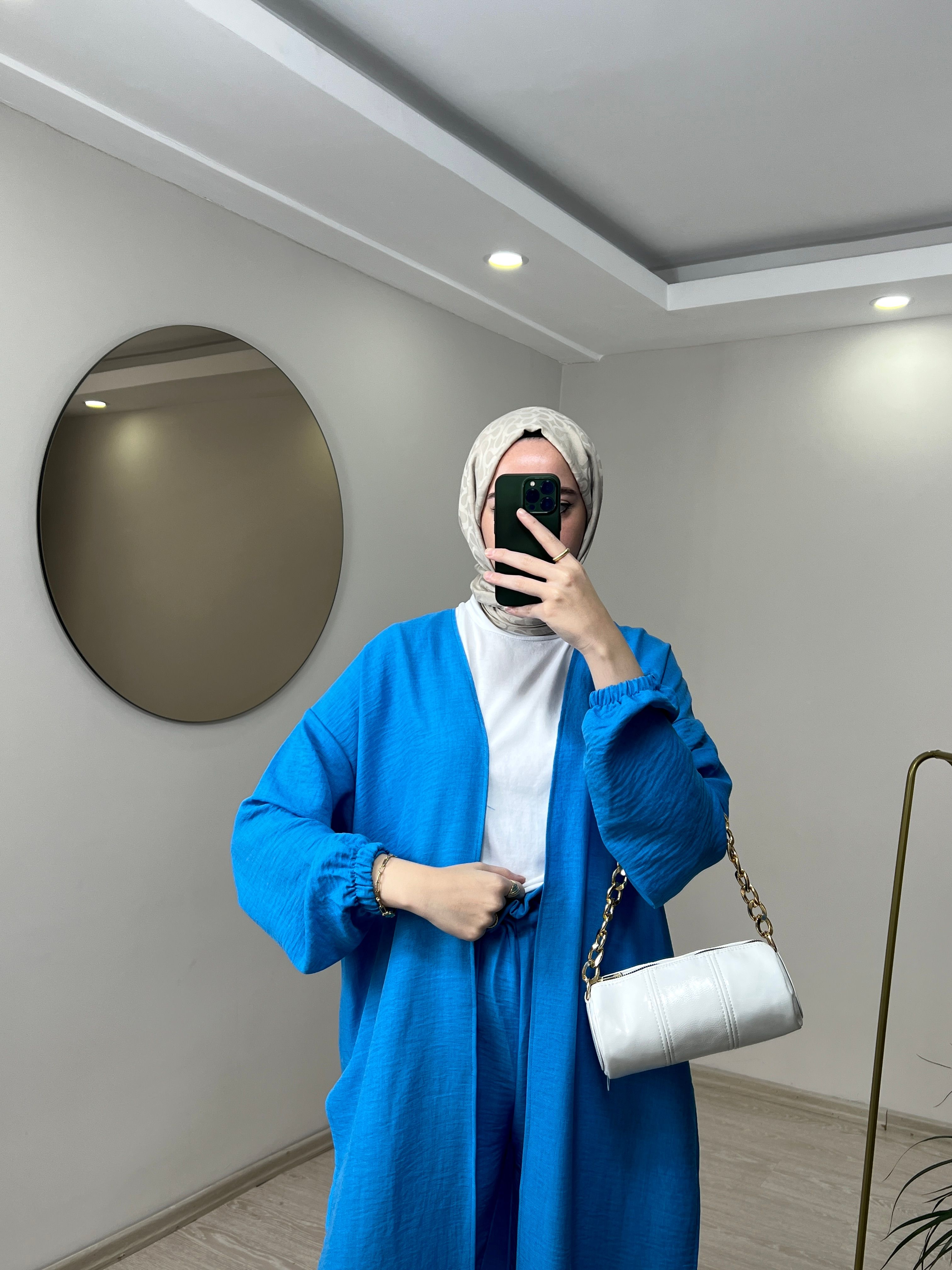 Bağlamalı Kimono Takım - Mavi