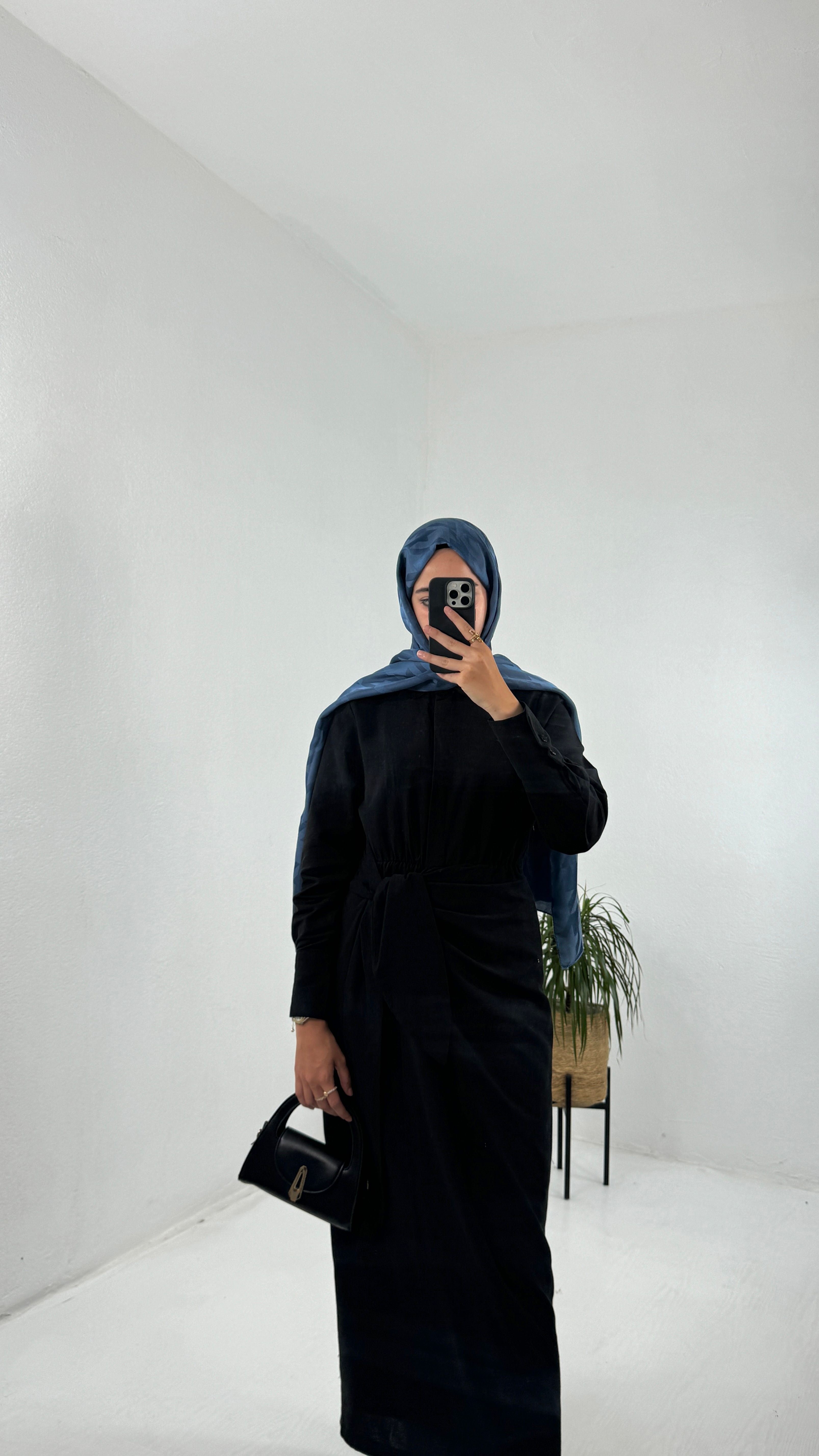Anvelop Keten Elbise - Siyah
