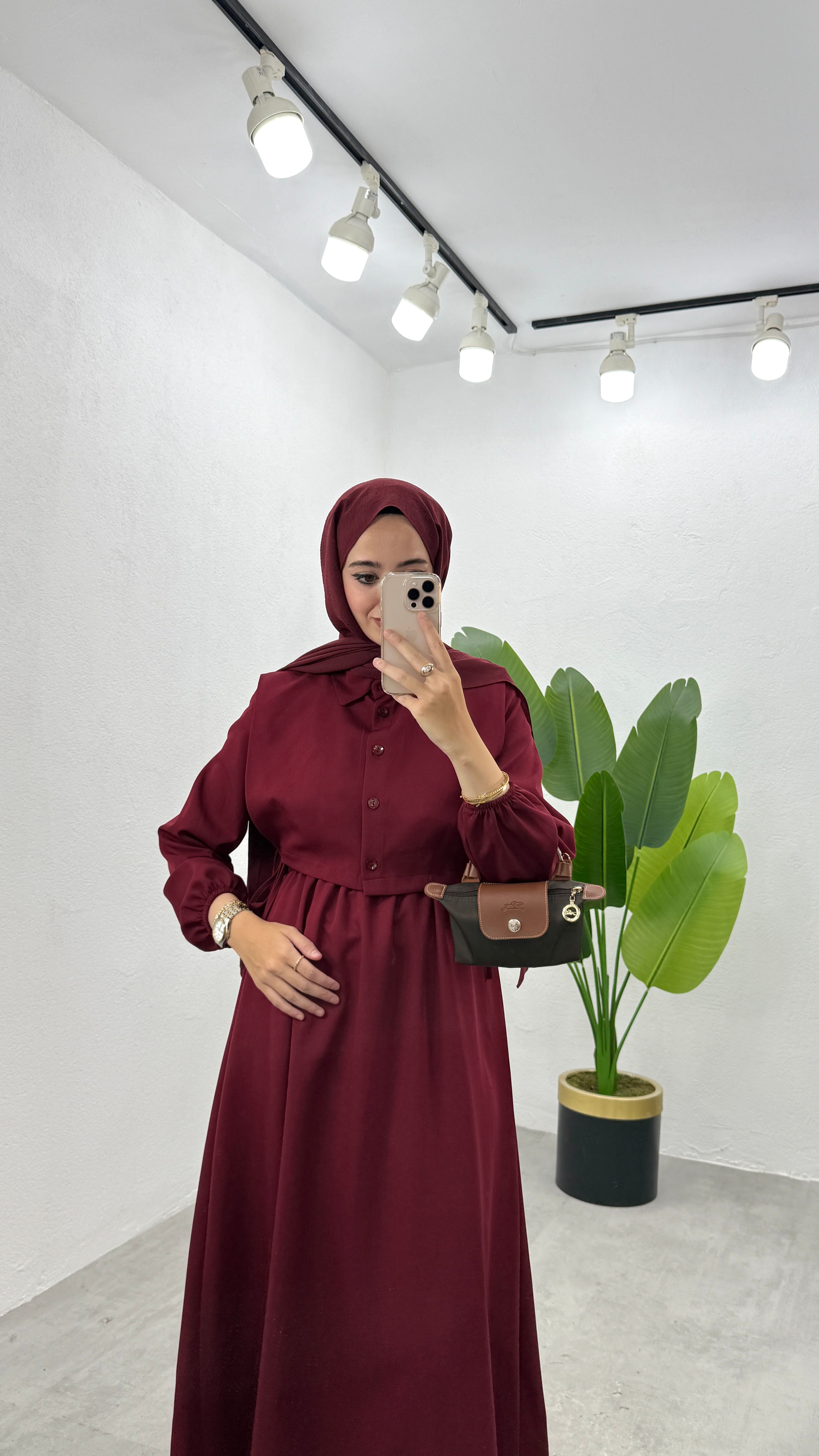 İkili Bolero Elbise - Bordo