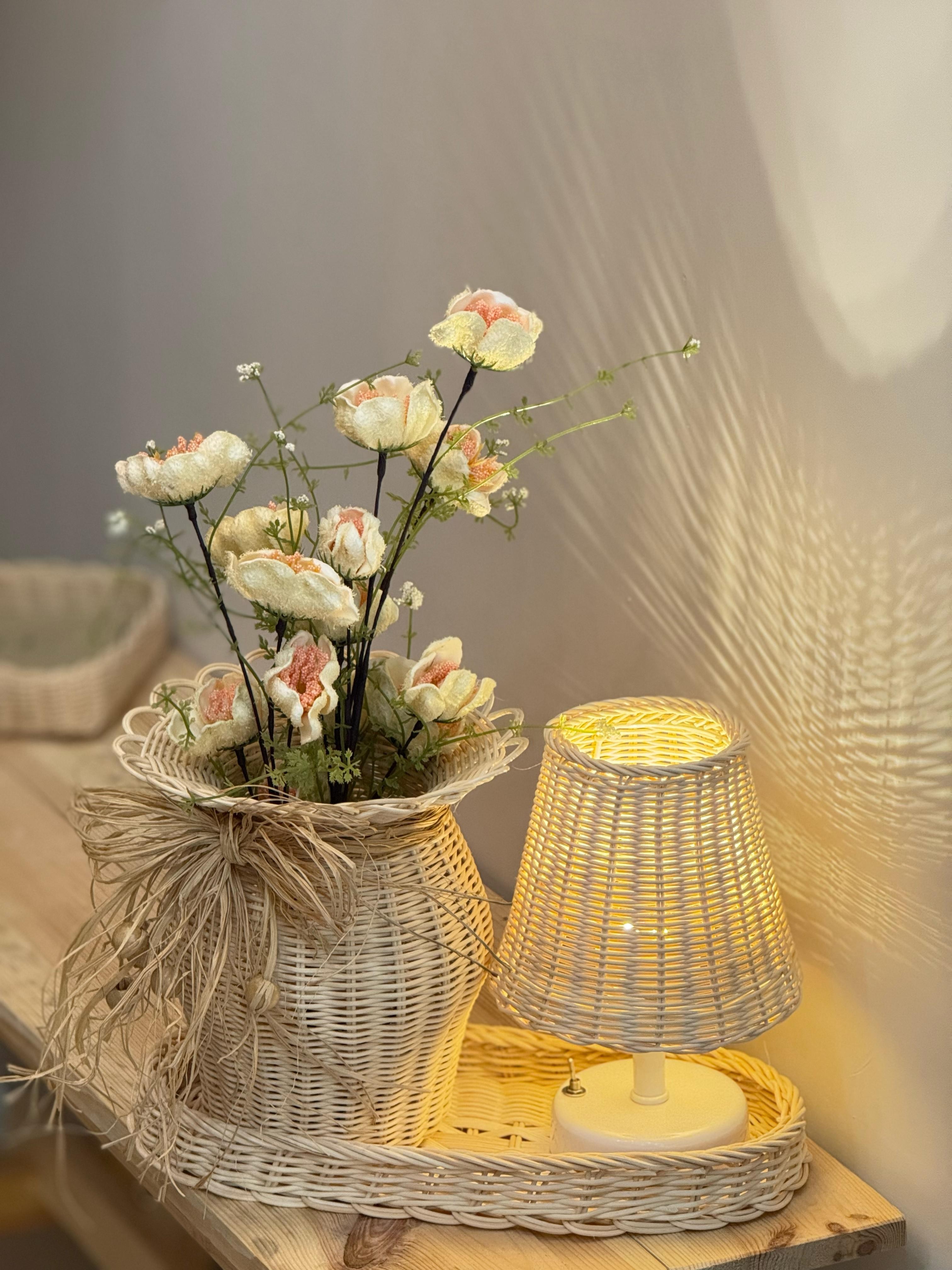 4'lü Rattan Somon Gelincik Vazo Set