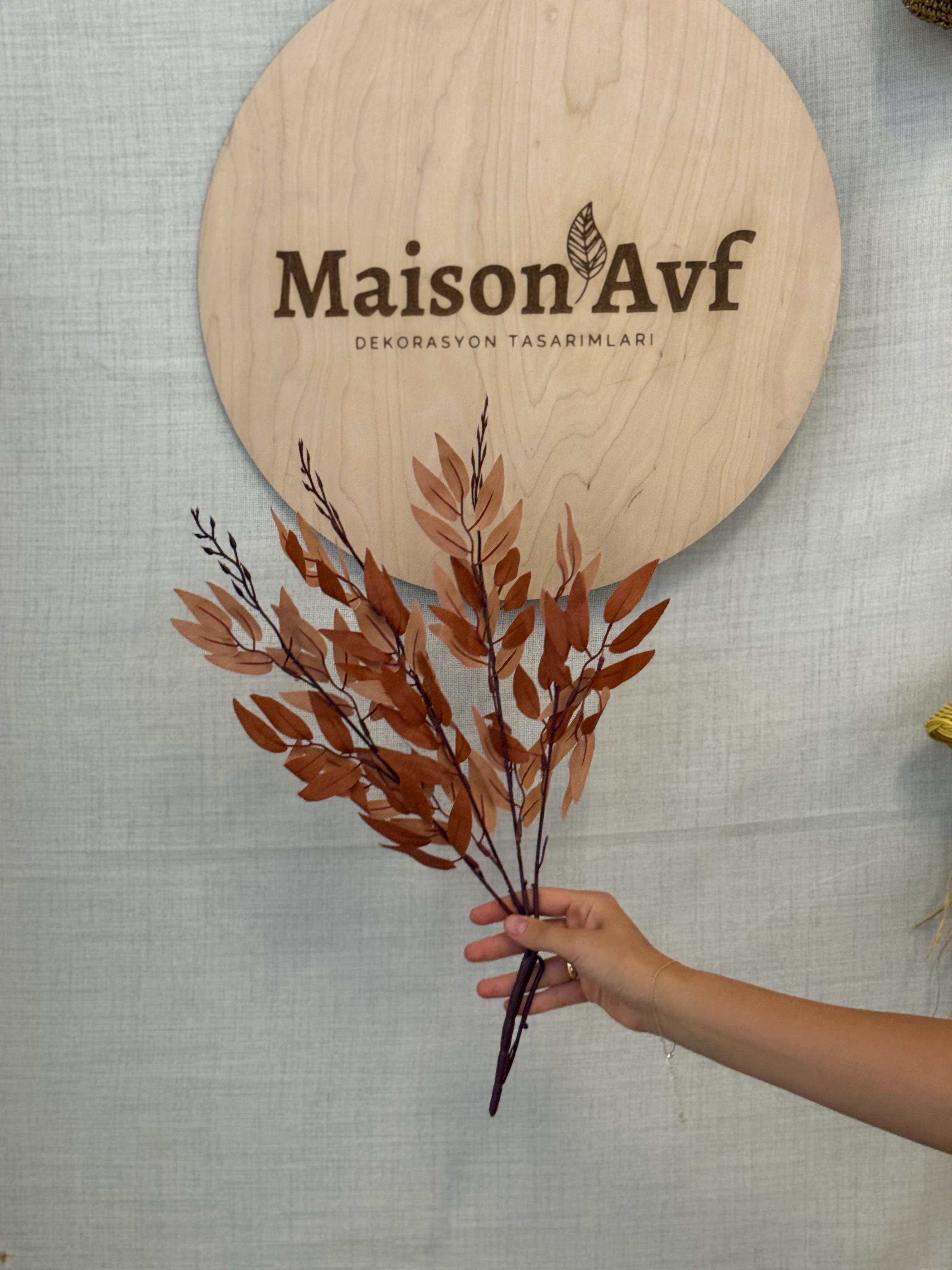 Dekoratif Sonbahar Yaprak Dalı - Kahverengi