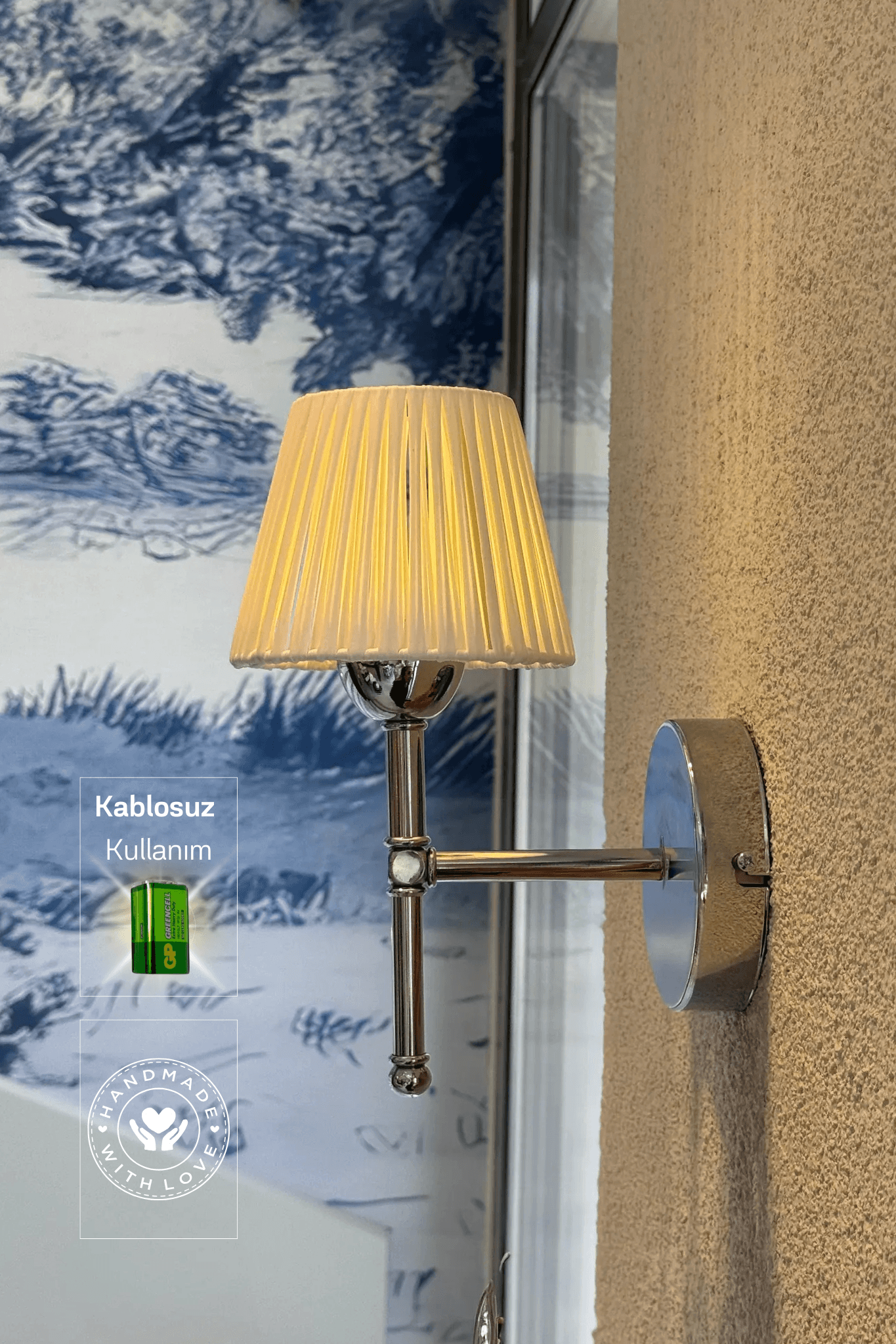 White Leather Bottom Silver Metal Wall Light Led Sconce