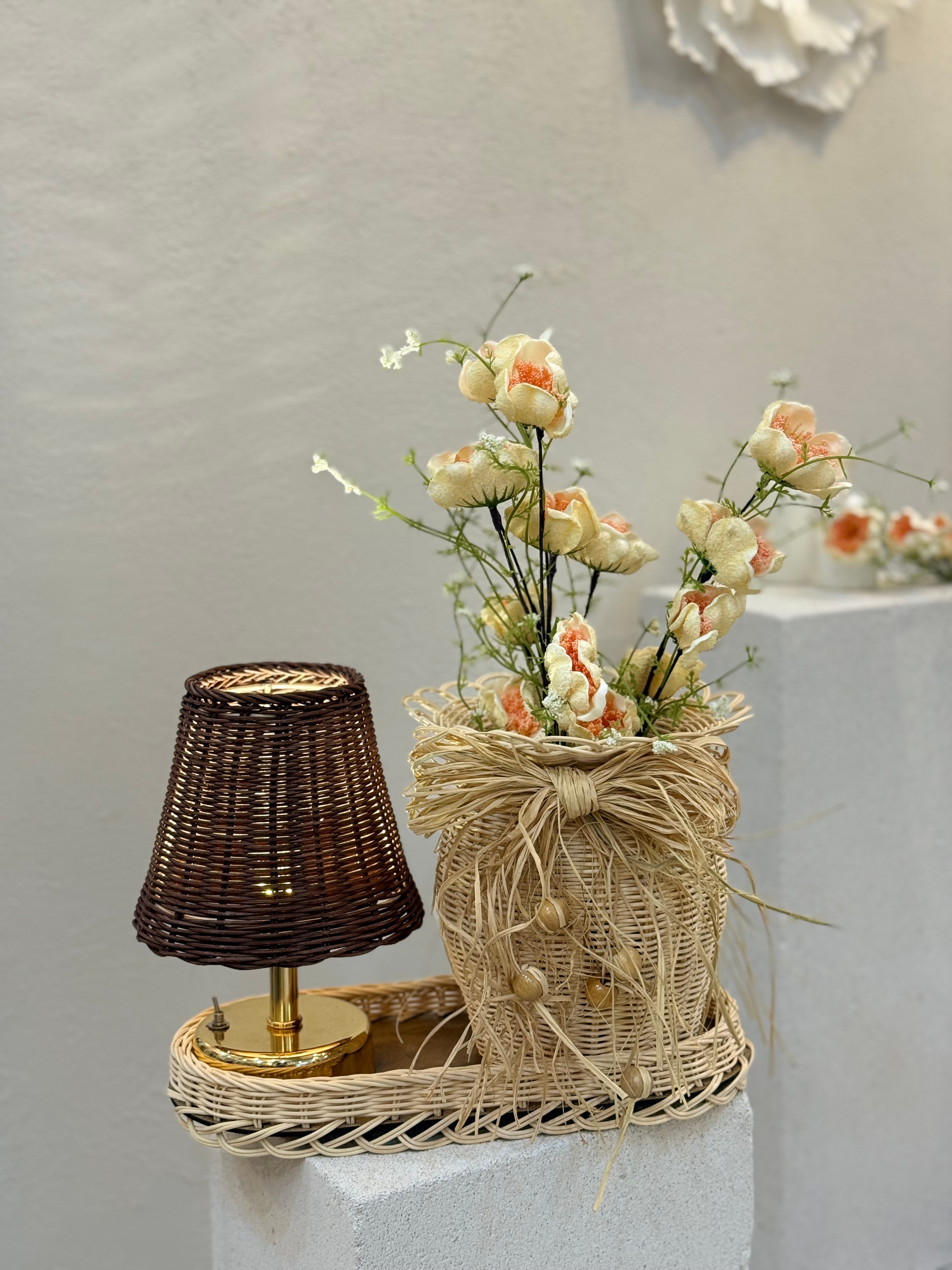 4'lü Rattan Gelincik Vazo Set - Brown