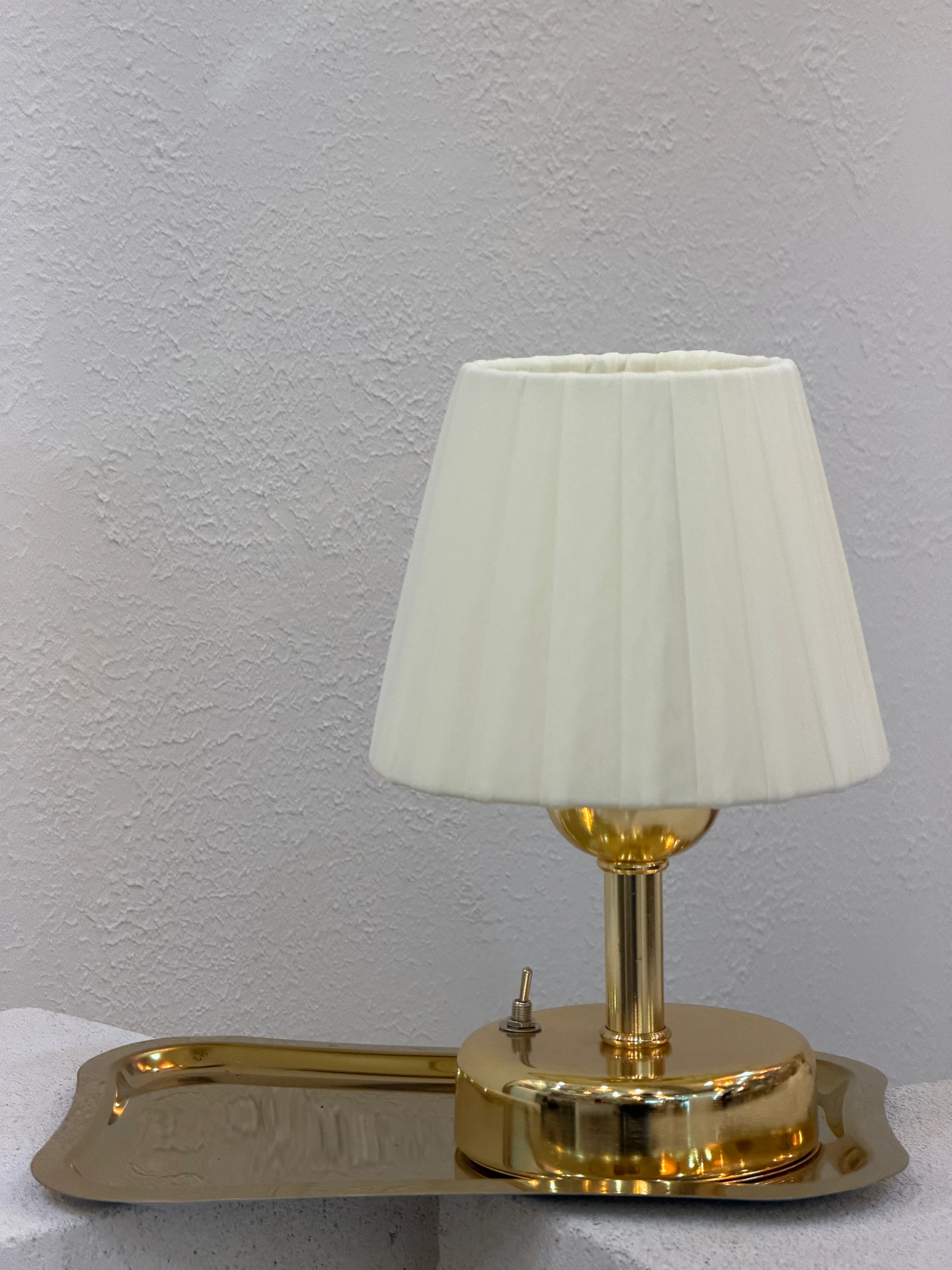 2'li Set Osmanlı İpeği Kablosuz Pilli Masa Lambası Alt Parlak Gold & Gold Tepsi 