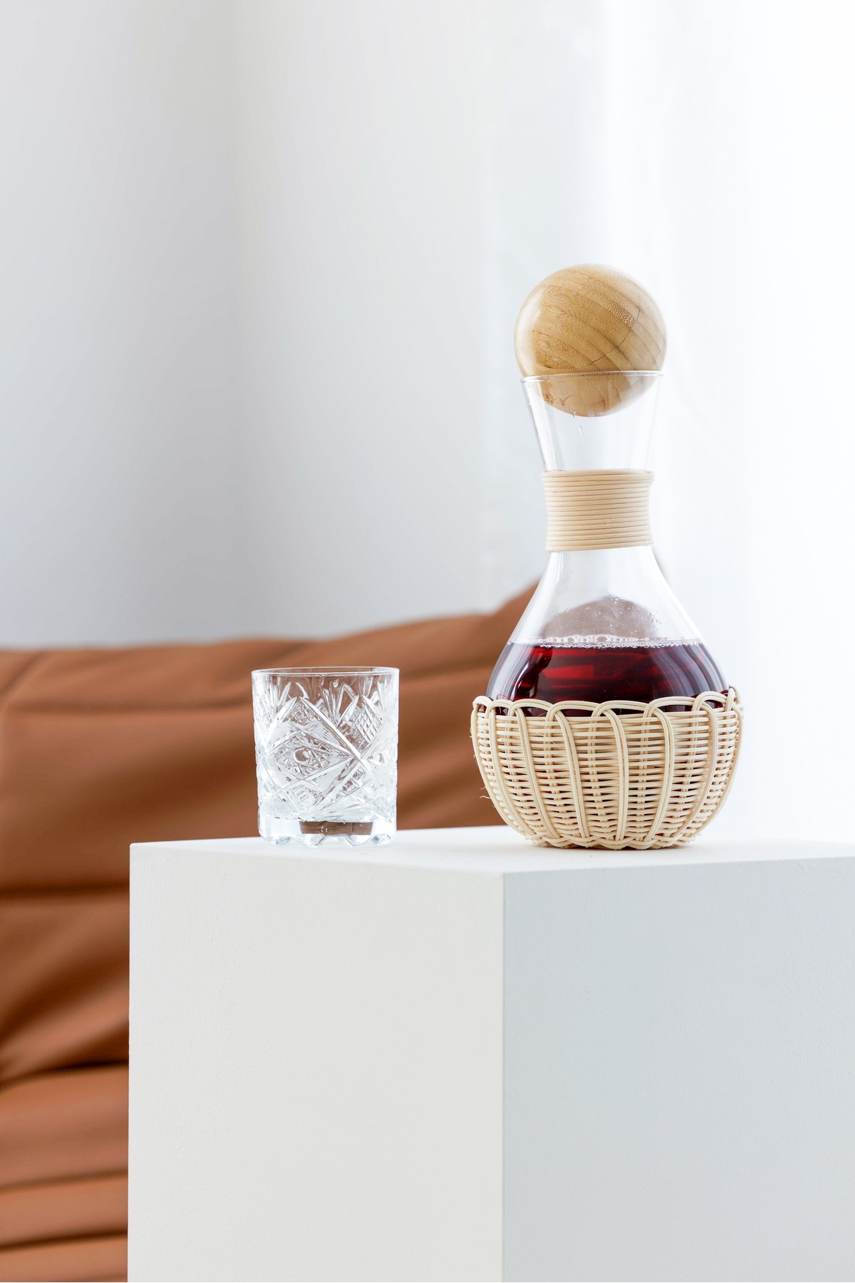 Bohem Rattan Top Kapaklı Karaf / Sürahi 1300ml