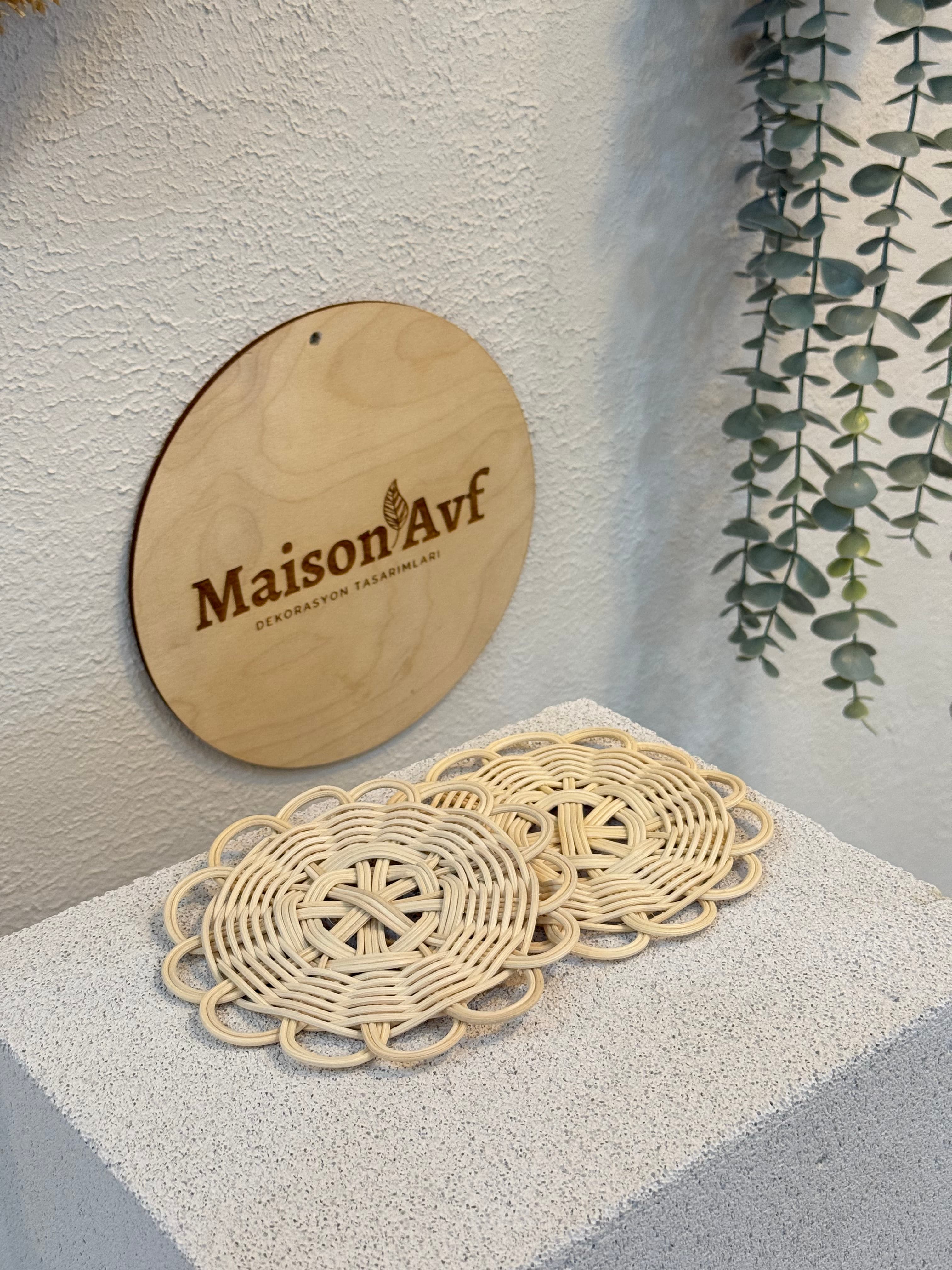 2’li Rattan Bardak Altlığı El Yapımı