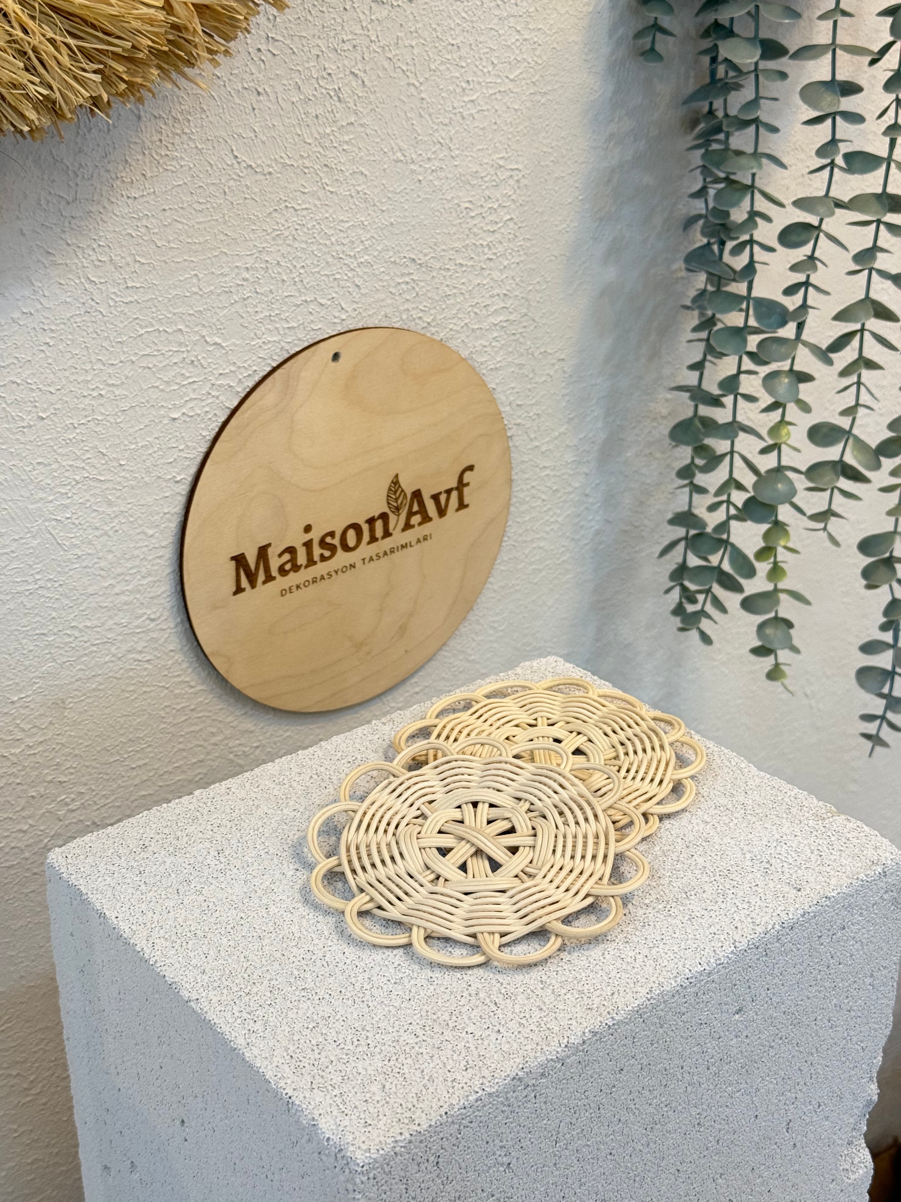 2’li Rattan Bardak Altlığı El Yapımı