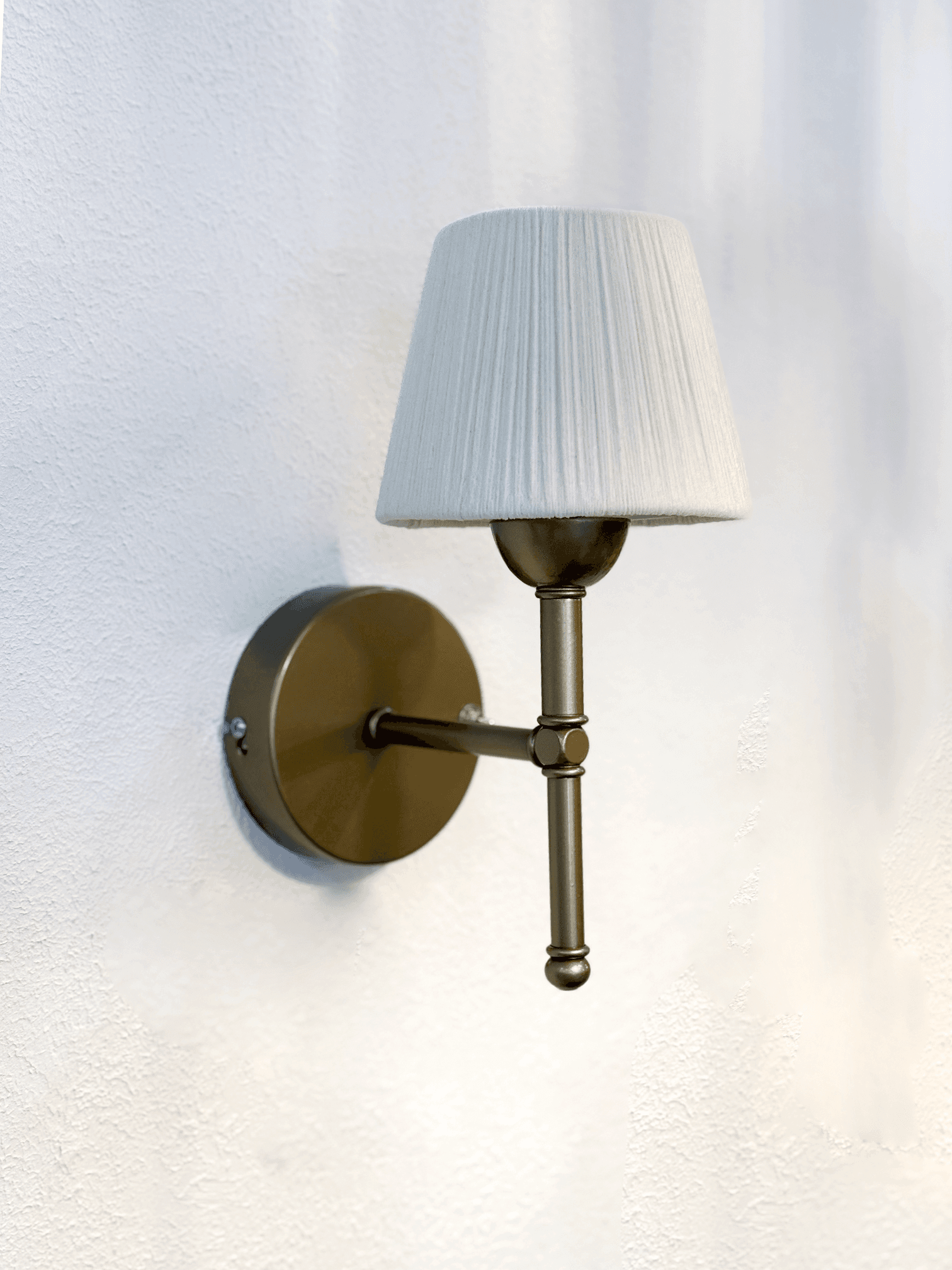 Bohemian Wicker Suede Velvet Handmade White Led Sconce