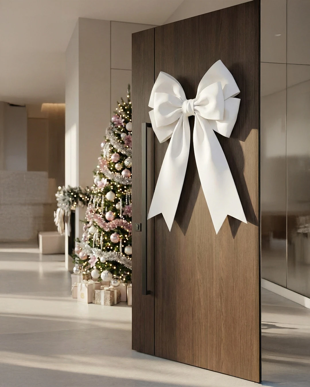 Büyük Dekoratif Eva Fiyonk – 100 cm | Yılbaşı Ağacı, Kapı Süsü, Etkinlik ve Mağaza Dekoru - Cream