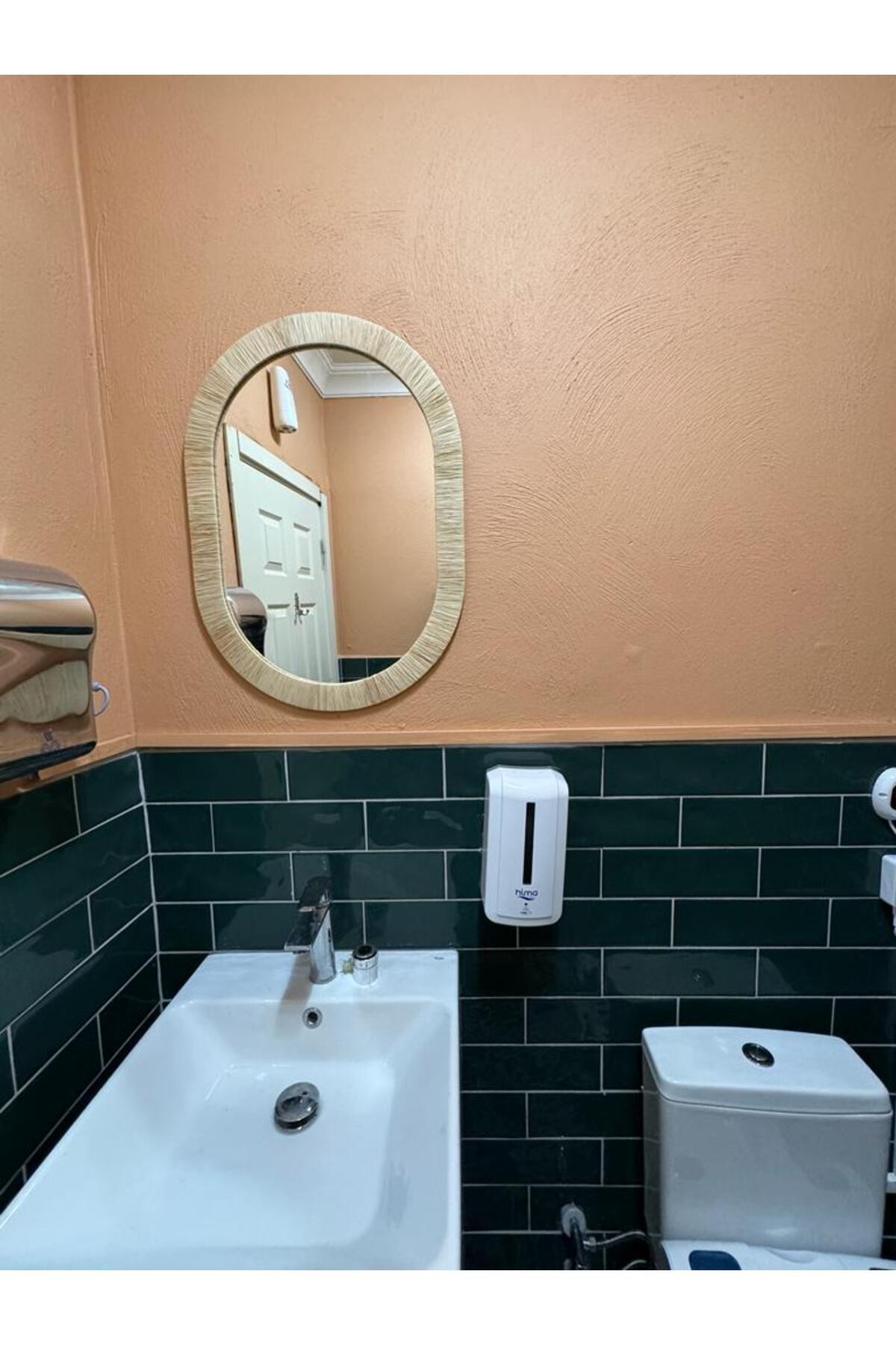 Dekoratif Oval Doğal Rafya Hasır Duvar Aynası (70 cm)