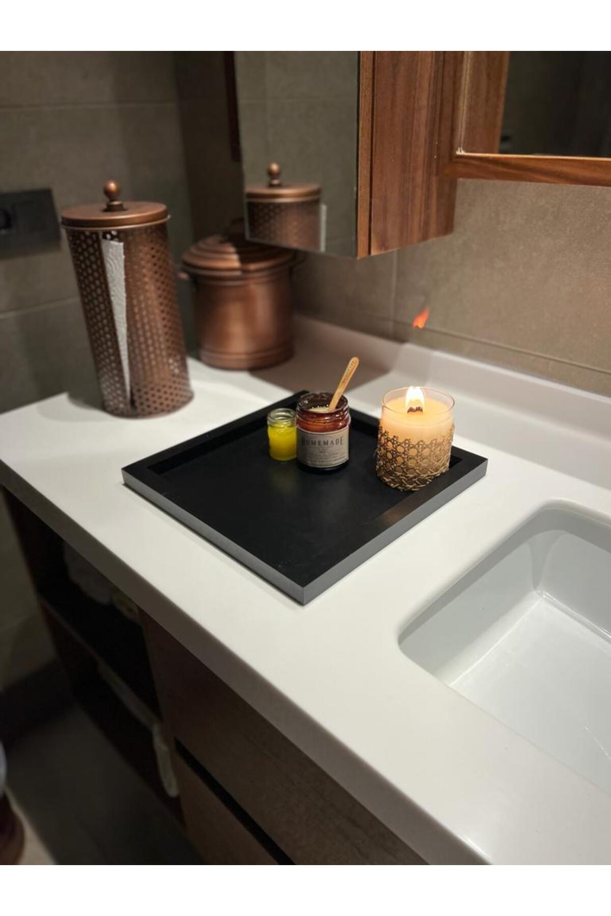 Square Blue Decorative Organizer Tray