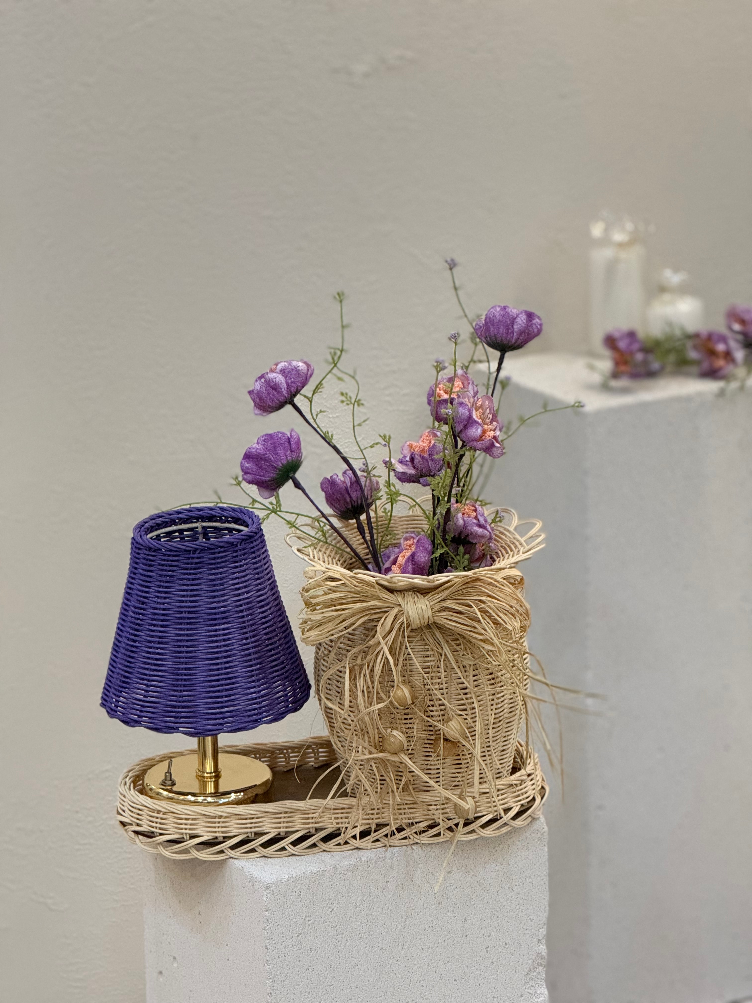 4'lü Rattan Gelincik Vazo Set - Purple