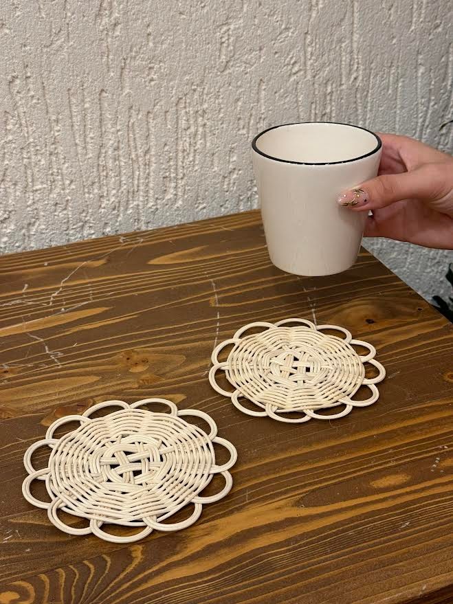 2’li Rattan Bardak Altlığı El Yapımı 