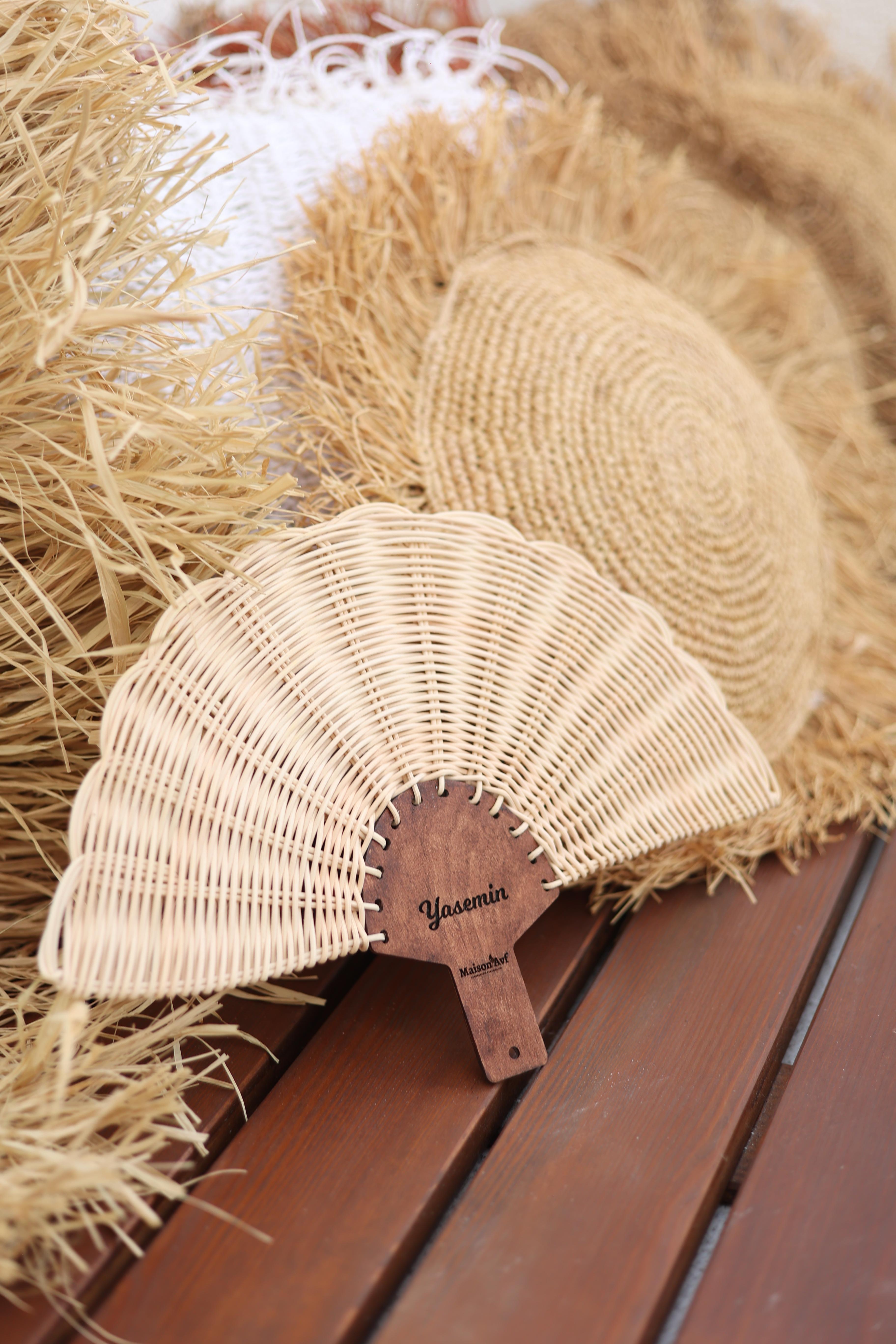 İsime Özel Ahşap Rattan Yelpaze  (KİŞİYE ÖZEL)