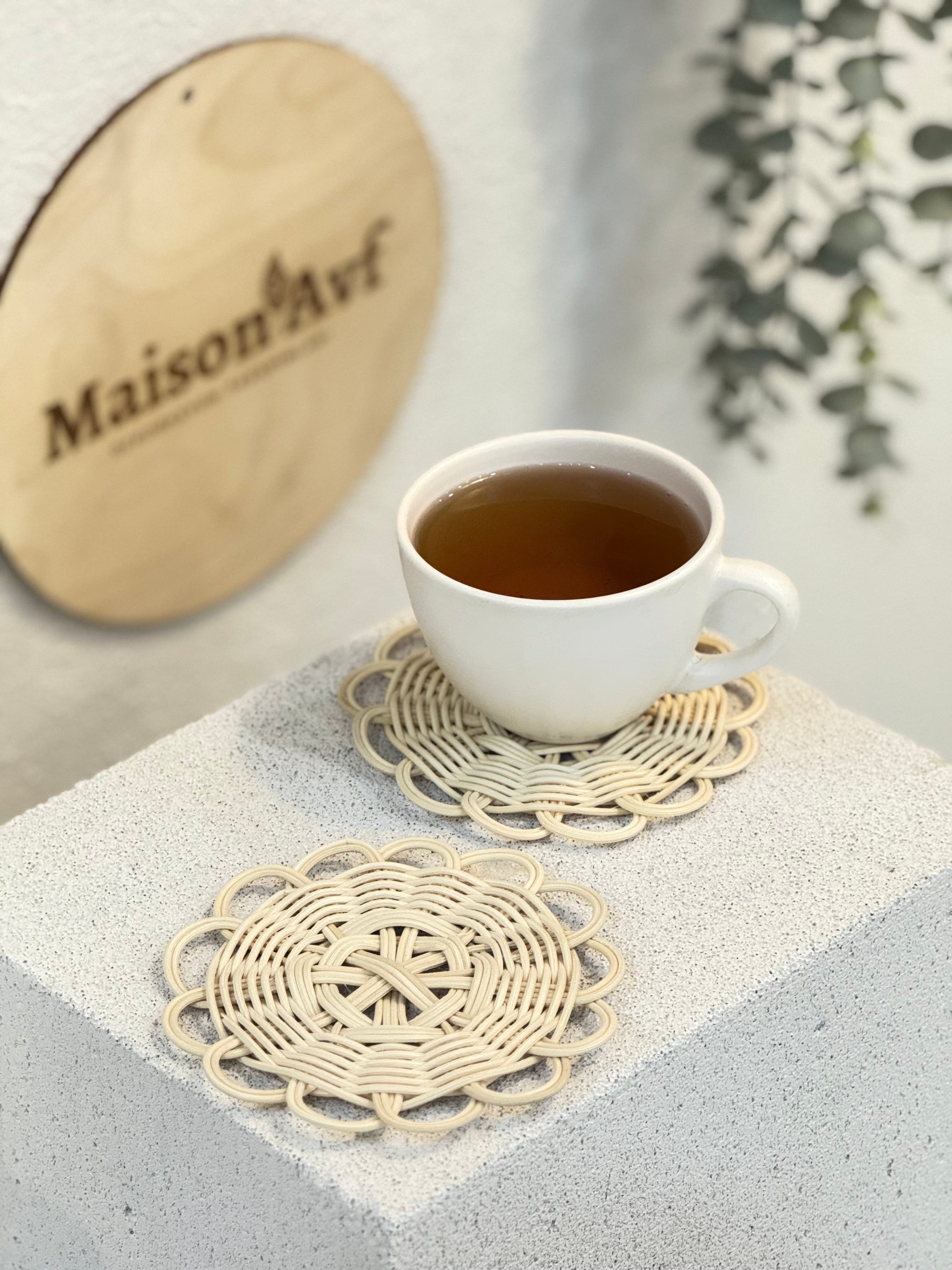 2’li Rattan Bardak Altlığı El Yapımı