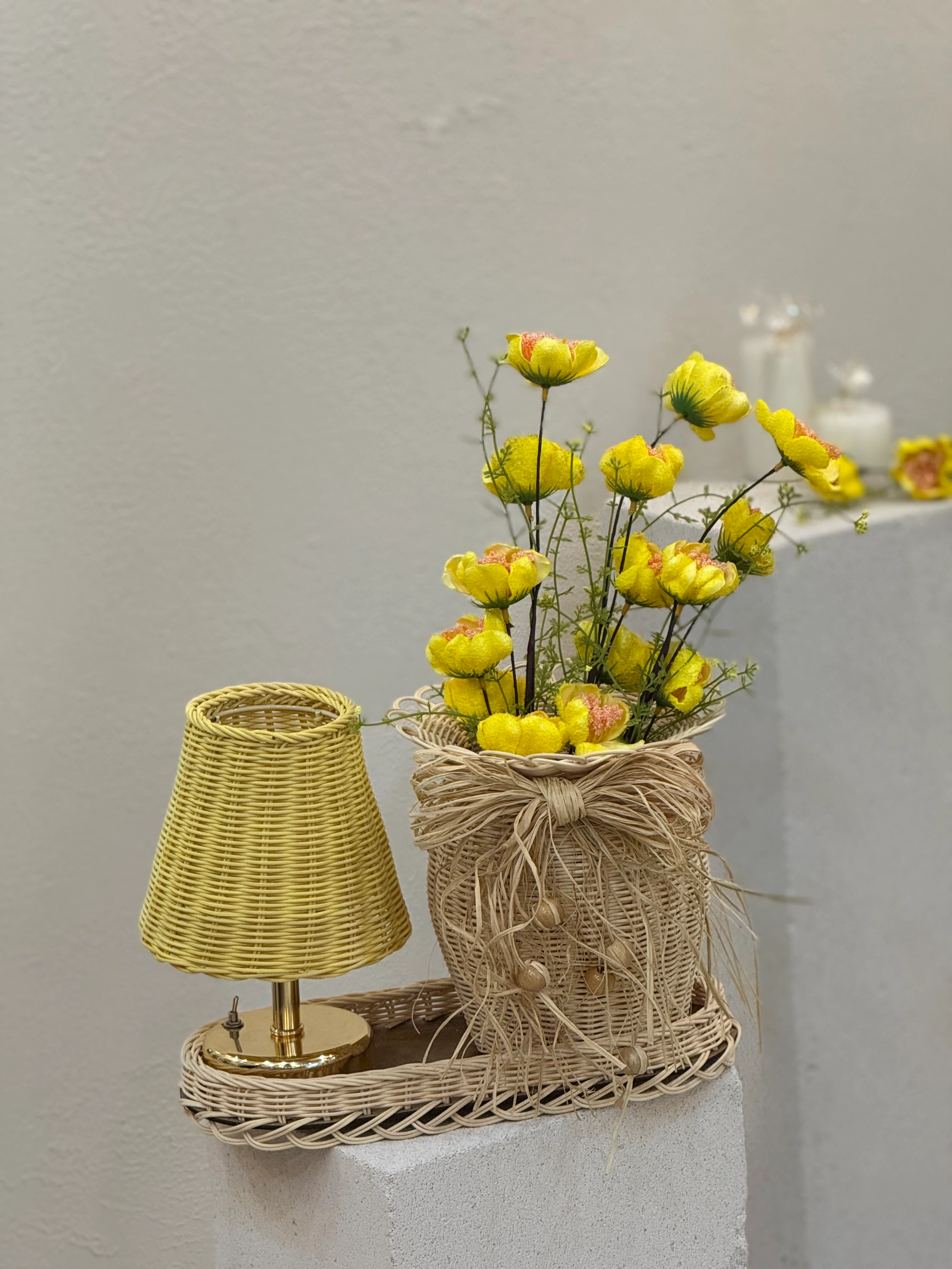 4'lü Rattan Gelincik Vazo Set