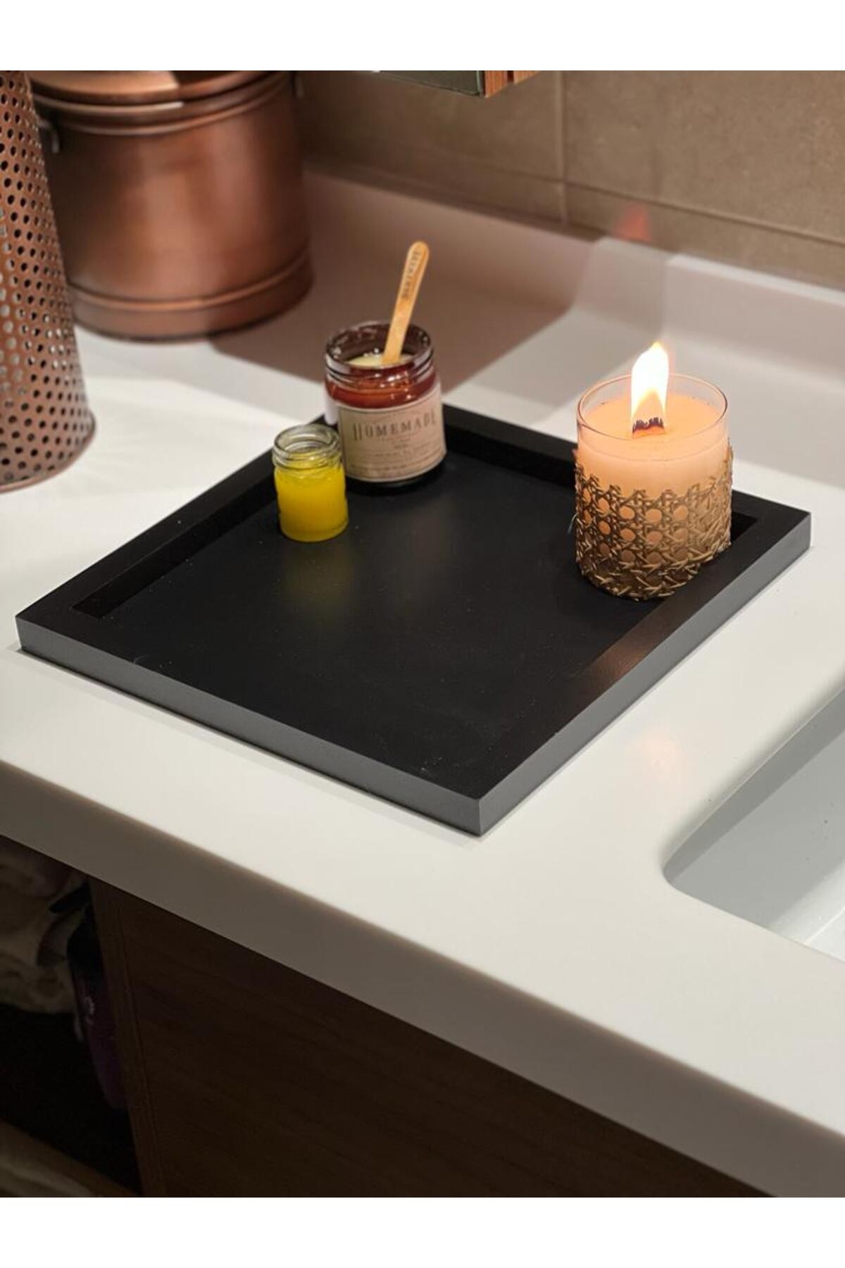Square Blue Decorative Organizer Tray