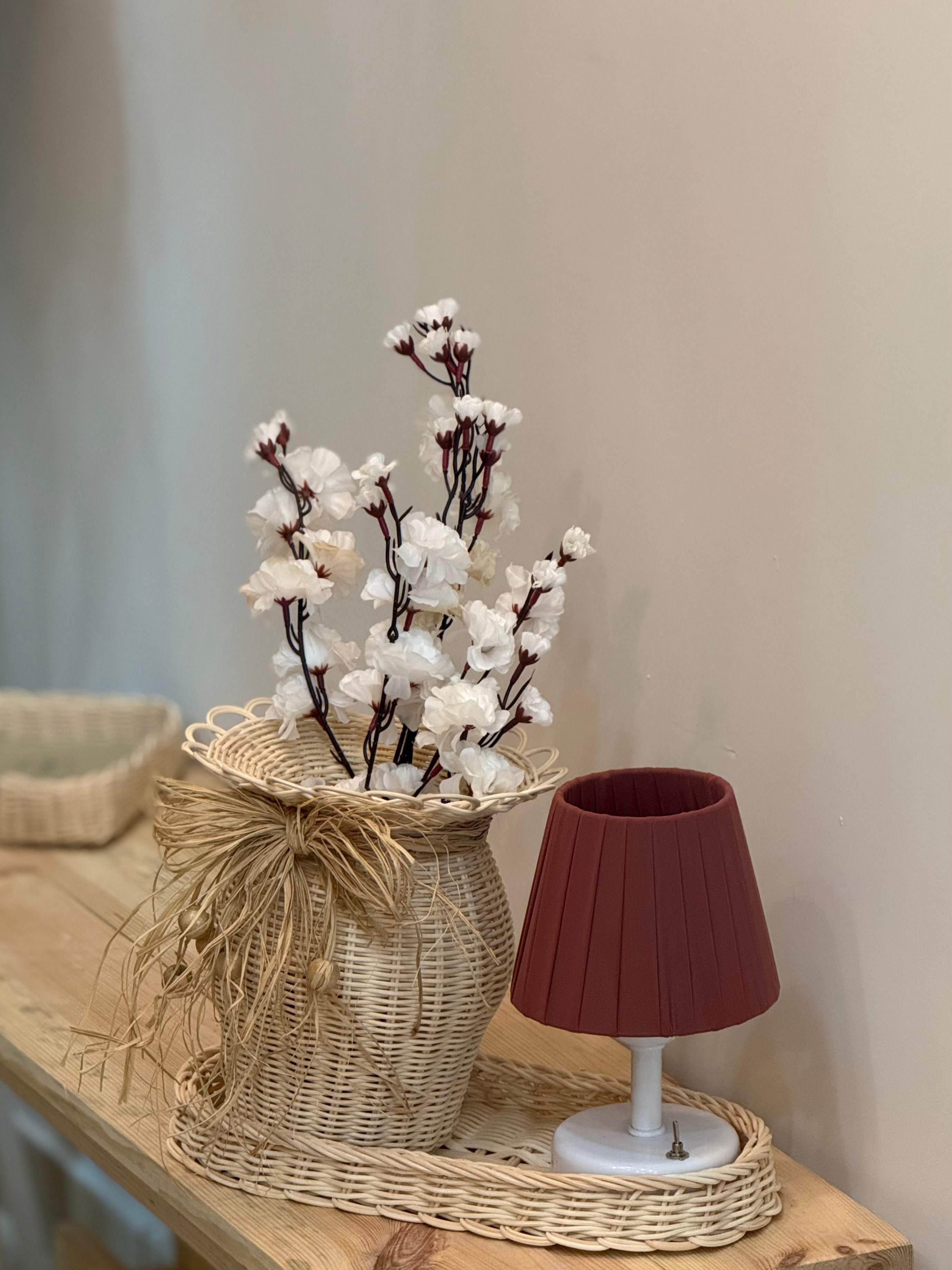 4'lü Beyaz Sakura Kiraz Çiçeği Vazo Set