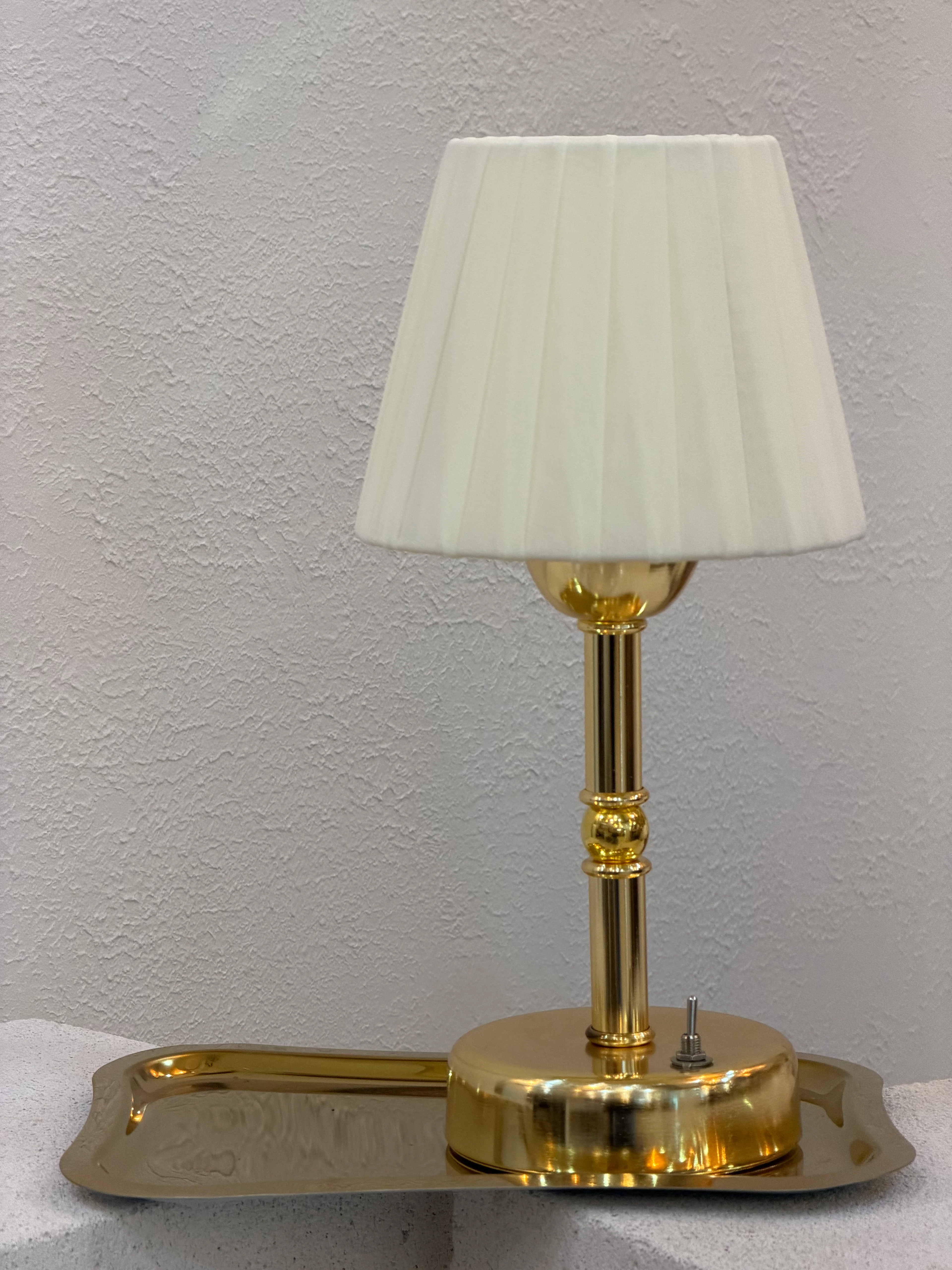 2'li Set Osmanlı İpeği Kablosuz Pilli Masa Lambası – Alt Uzun Parlak Gold & Gold Tepsi