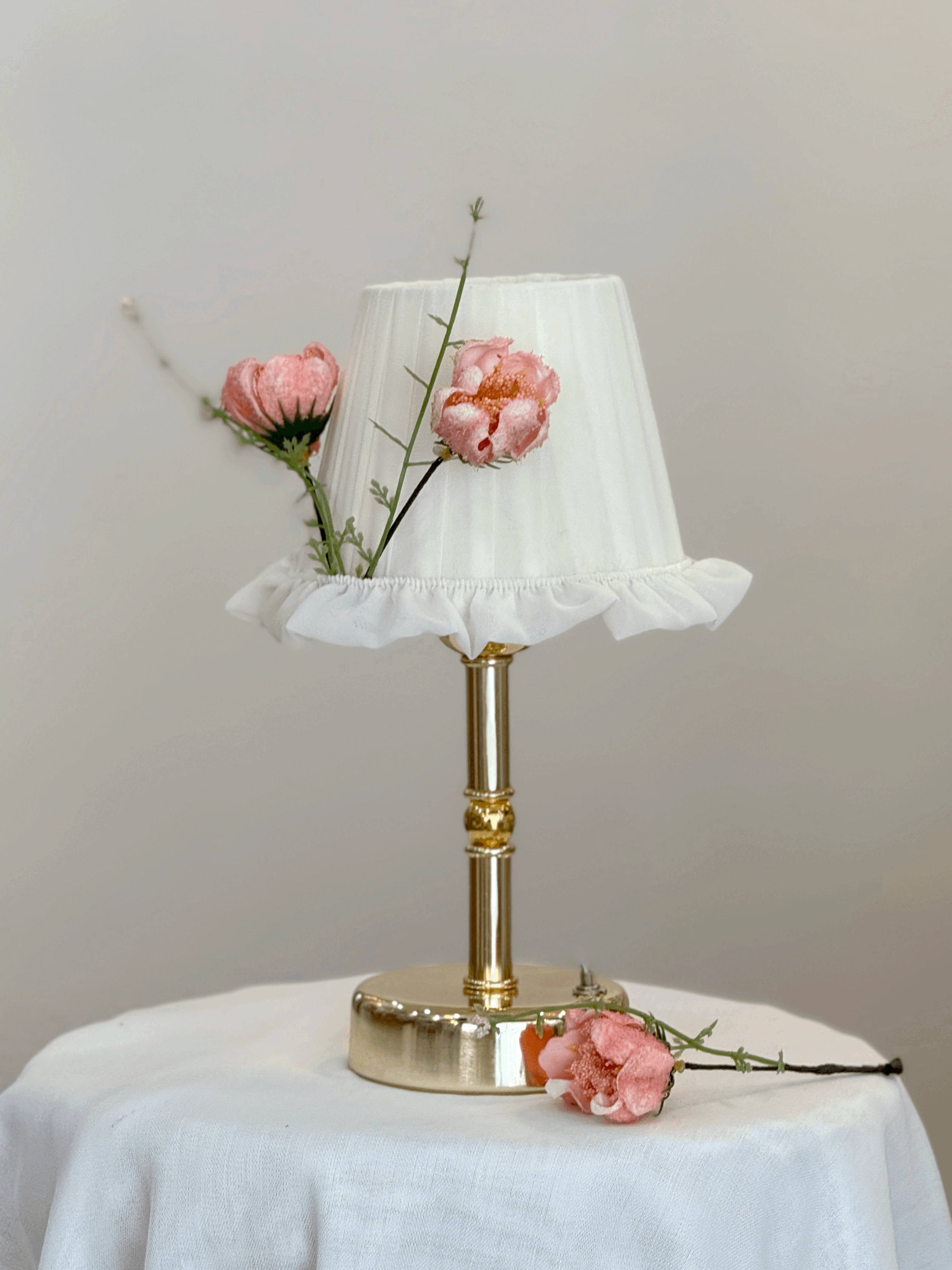 İpek Gelincik Kablosuz Pilli Masa Lambası - Uzun Parlak Gold