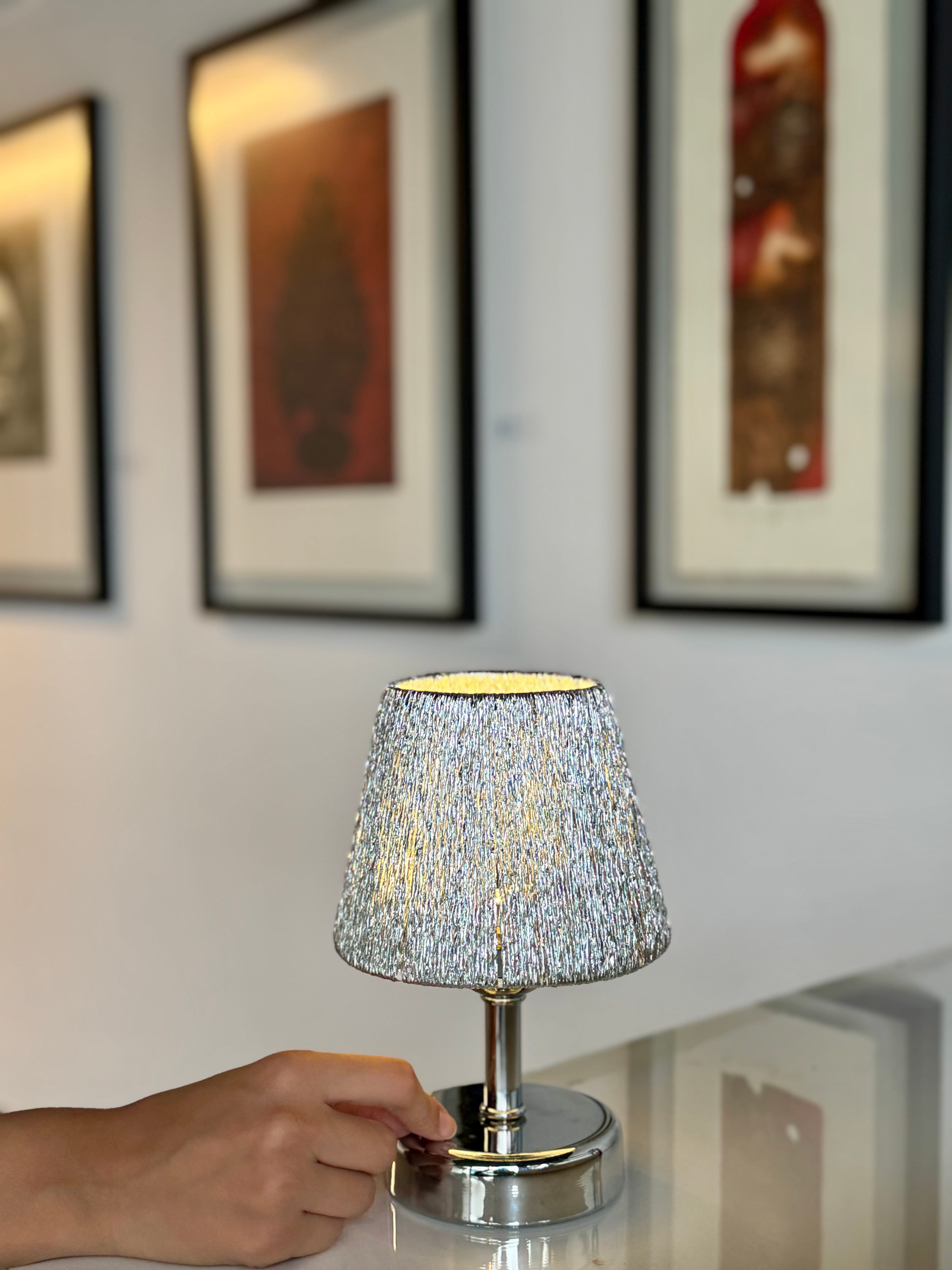 Modern LED Table Lamp (Top Silver - Bottom Silver Detail)