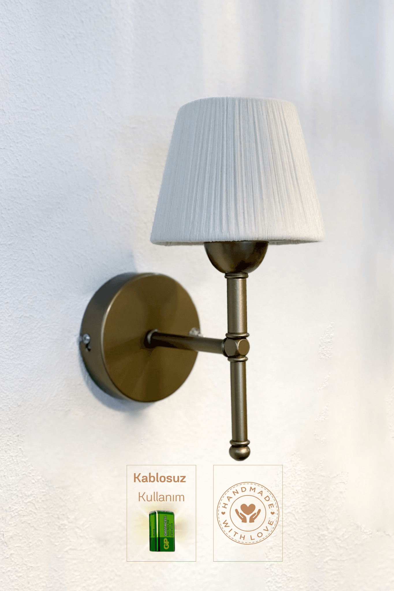 Bohemian Wicker Suede Velvet Handmade White Led Sconce