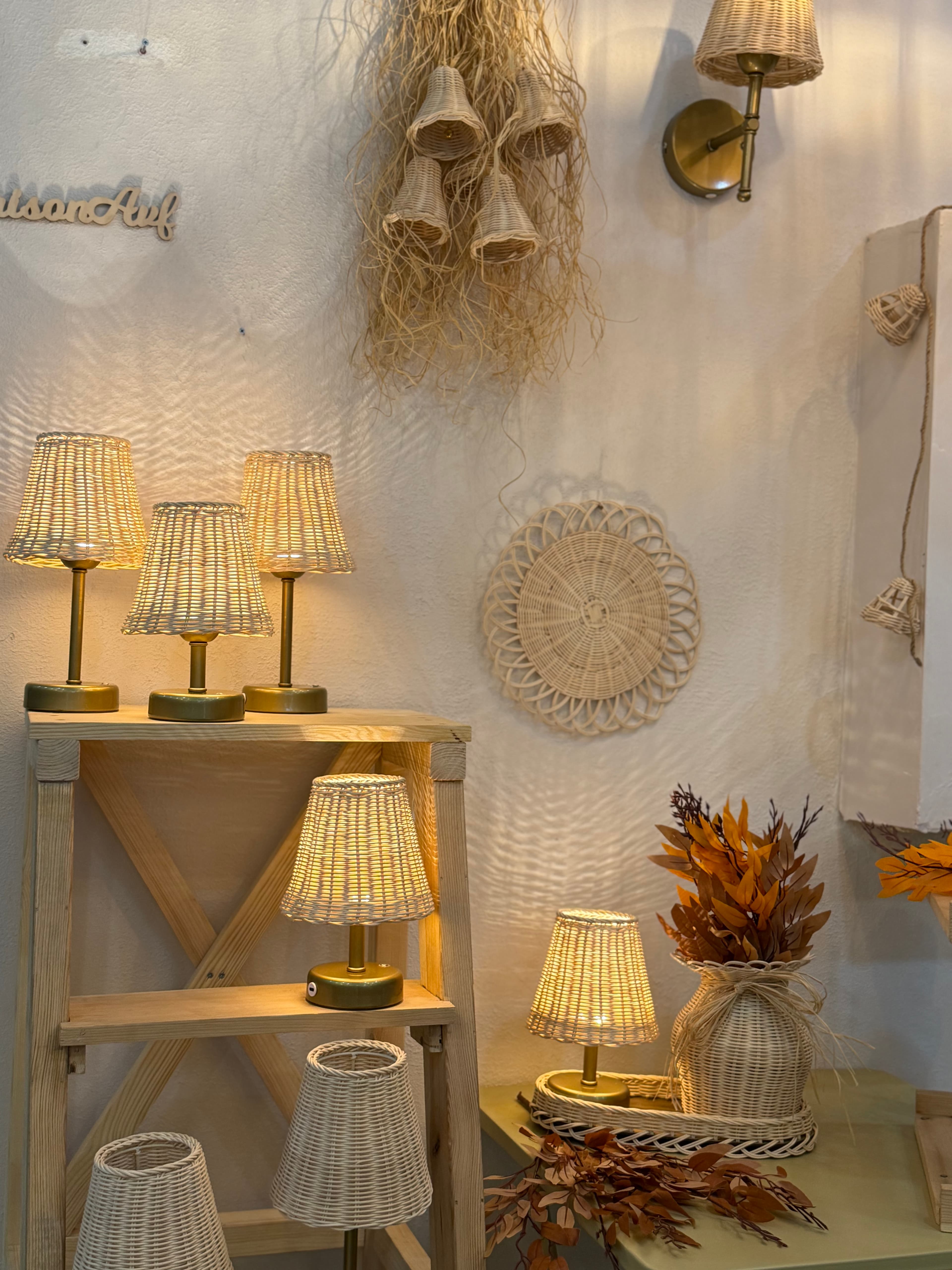 4’lü Rattan Turuncu Sonbahar Yaprak Dalı Seti