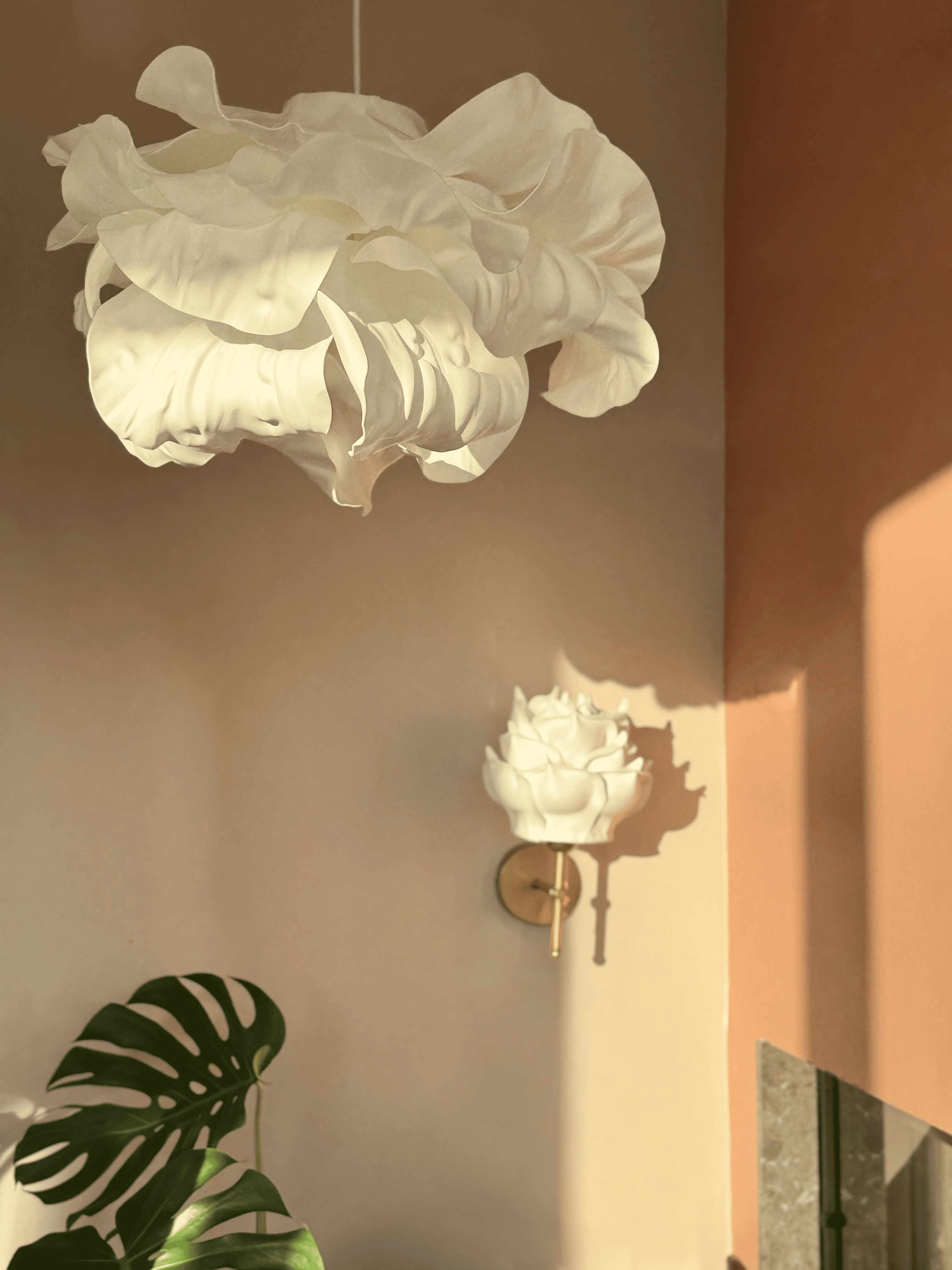 Modern Eva Anemon Beyaz Tasarım Sarkıt Avize 45 cm