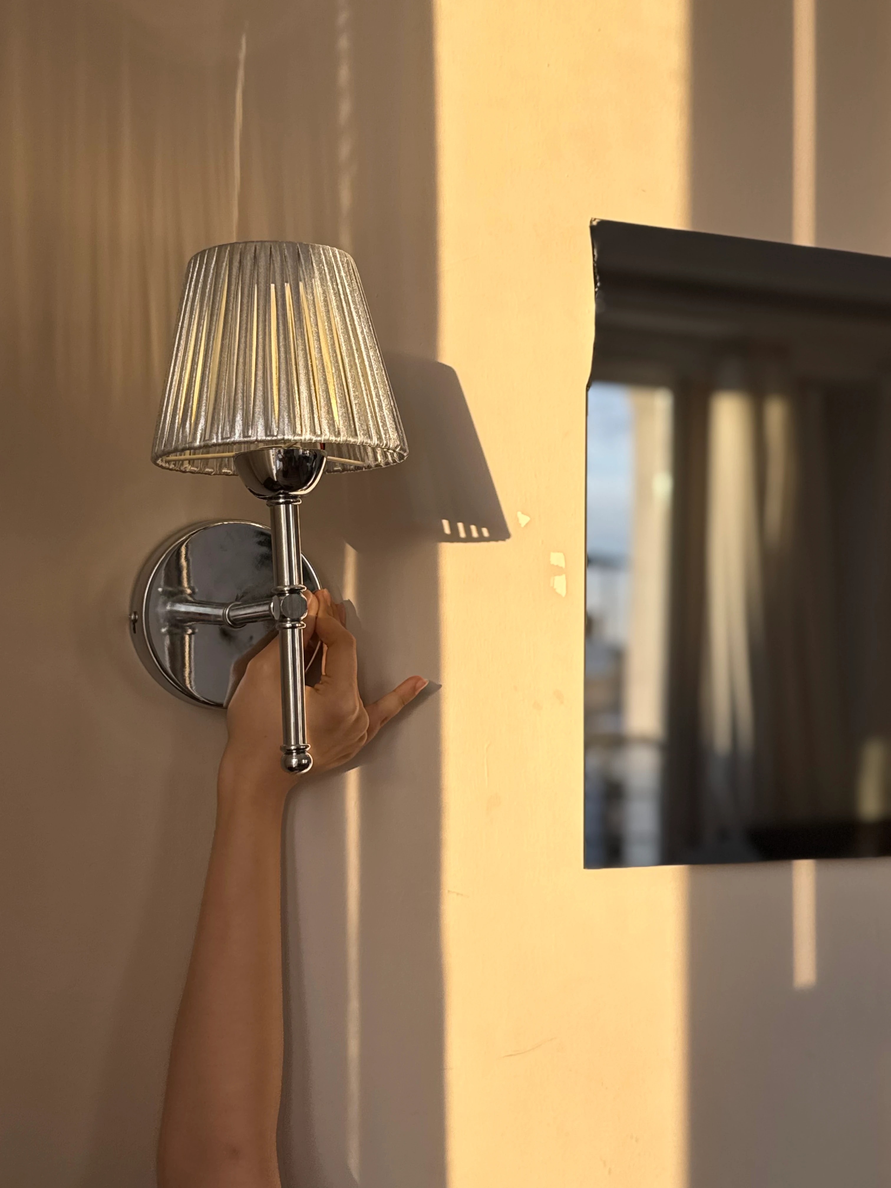 Silver Leather and Silver Metal Wall Light LED Sconce