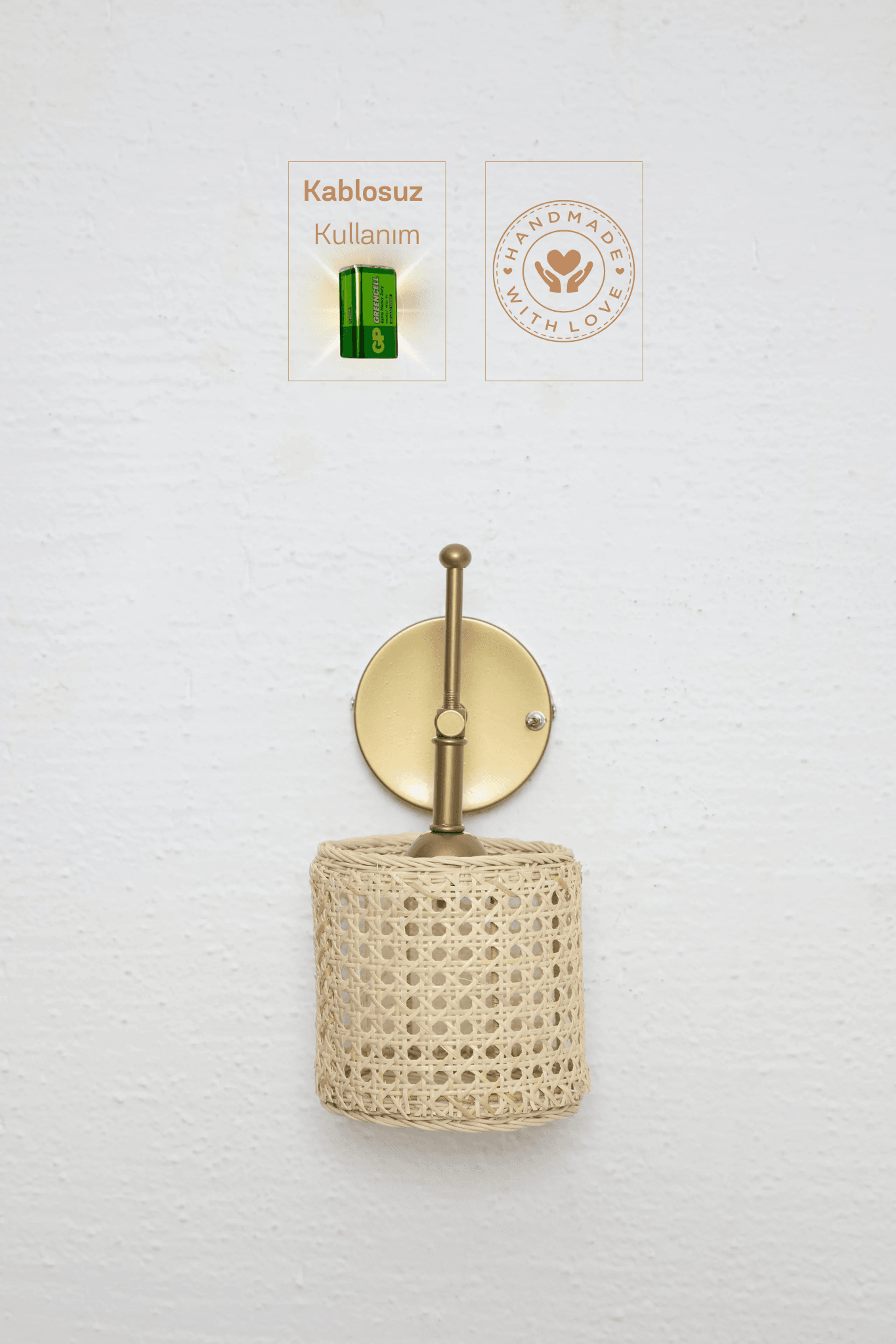 Wicker & Rattan Natural Wall Light - LED Sconce (Antique Finish)