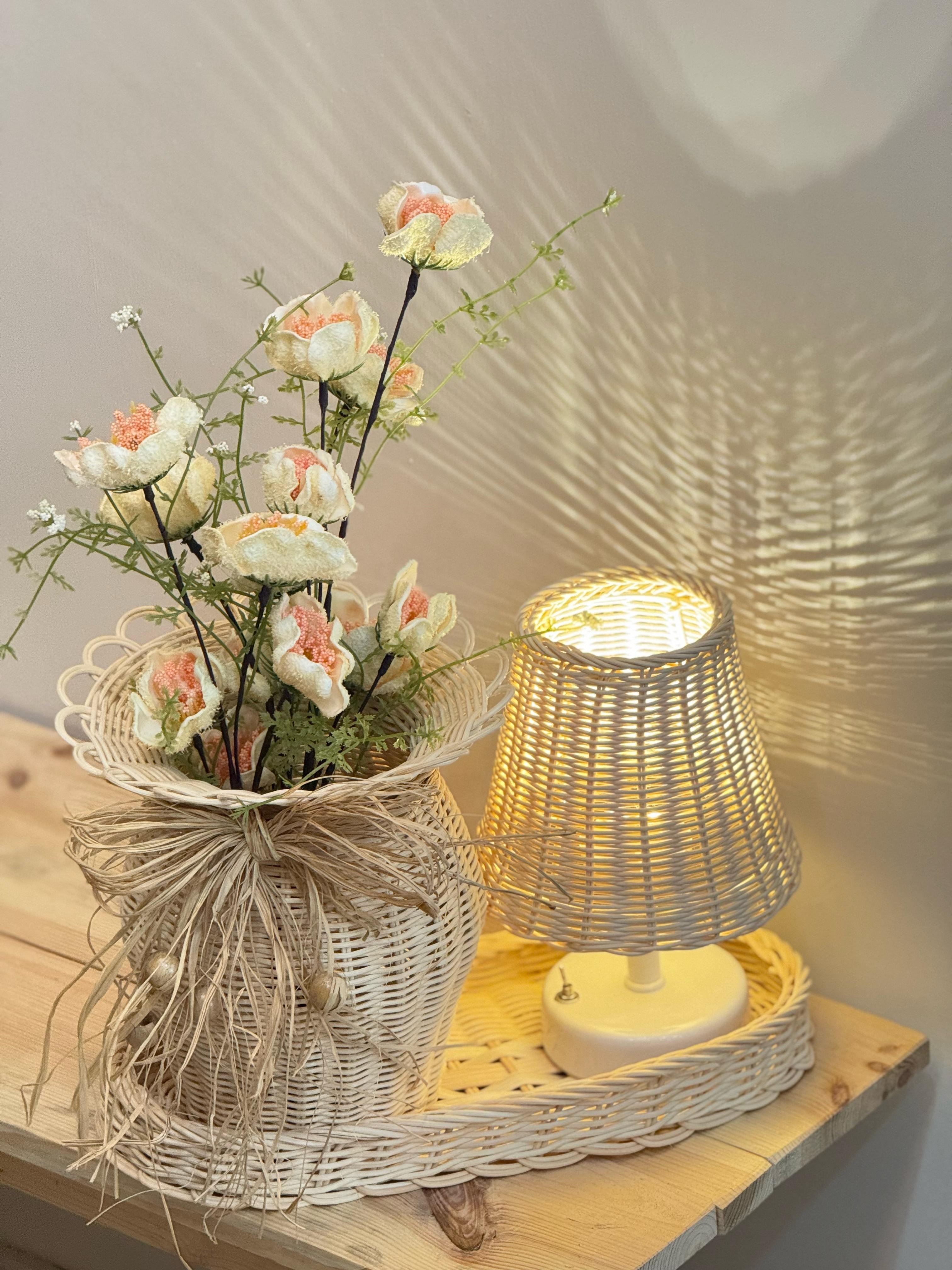 4'lü Rattan Somon Gelincik Vazo Set