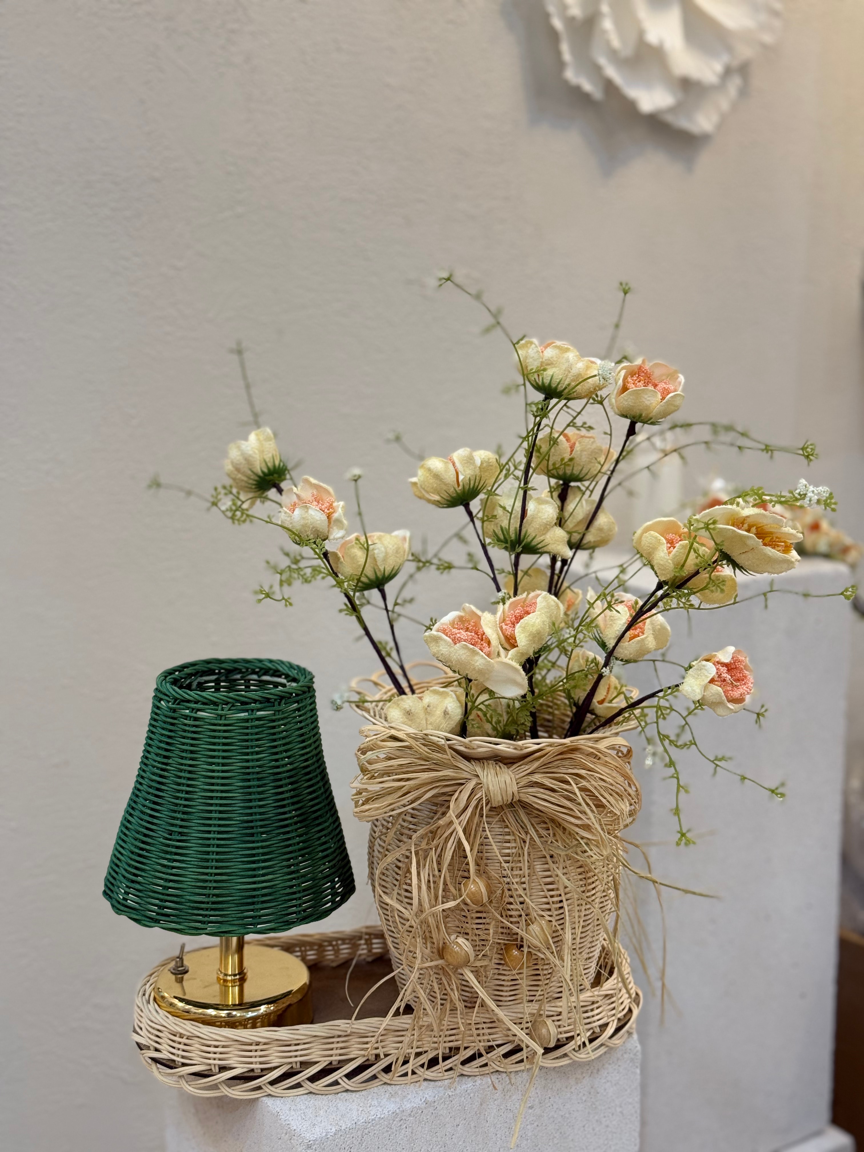 4'lü Rattan Gelincik Vazo Set - Green