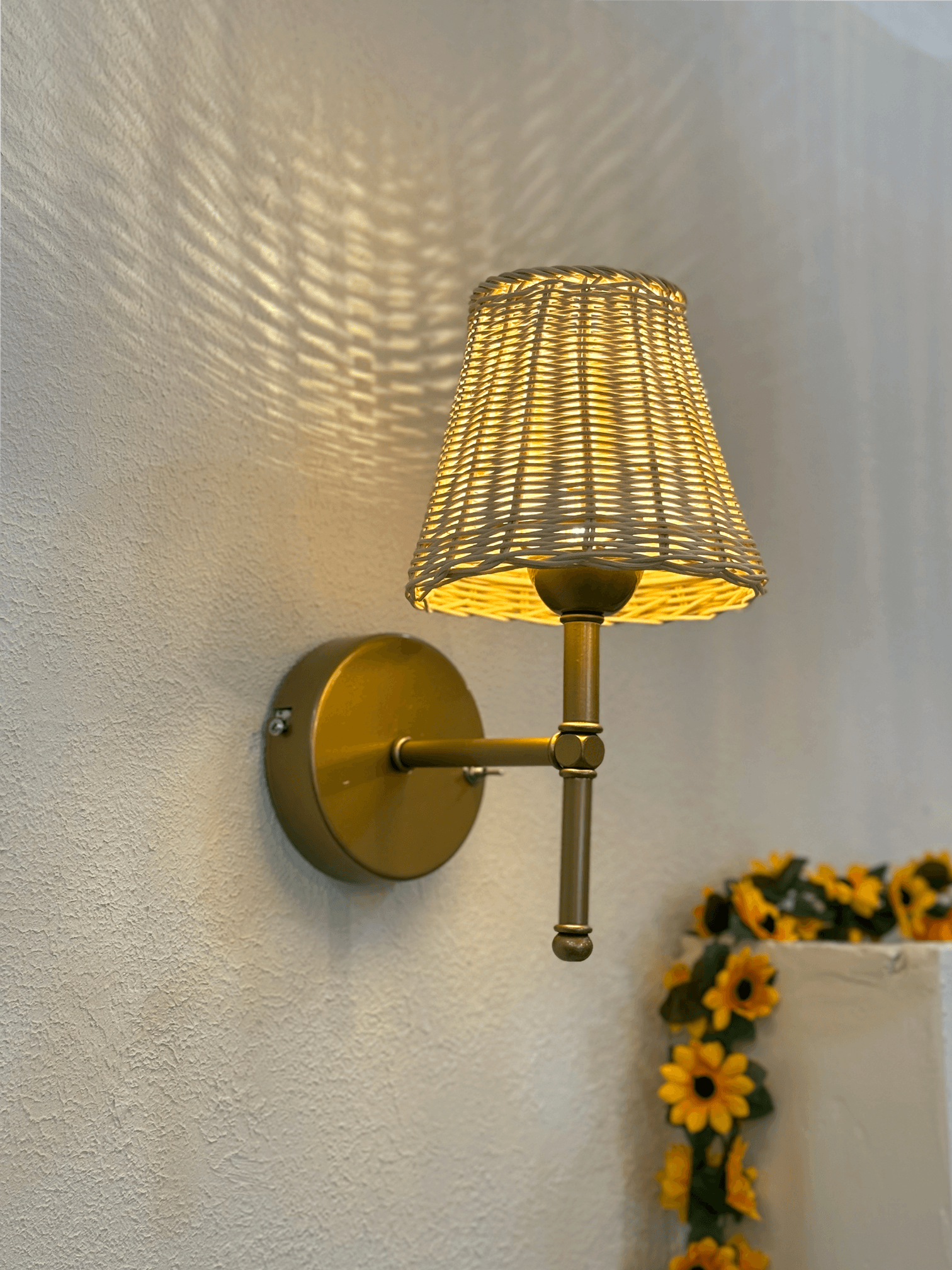 Bohemian Wicker Rattan Handmade Led Sconce
