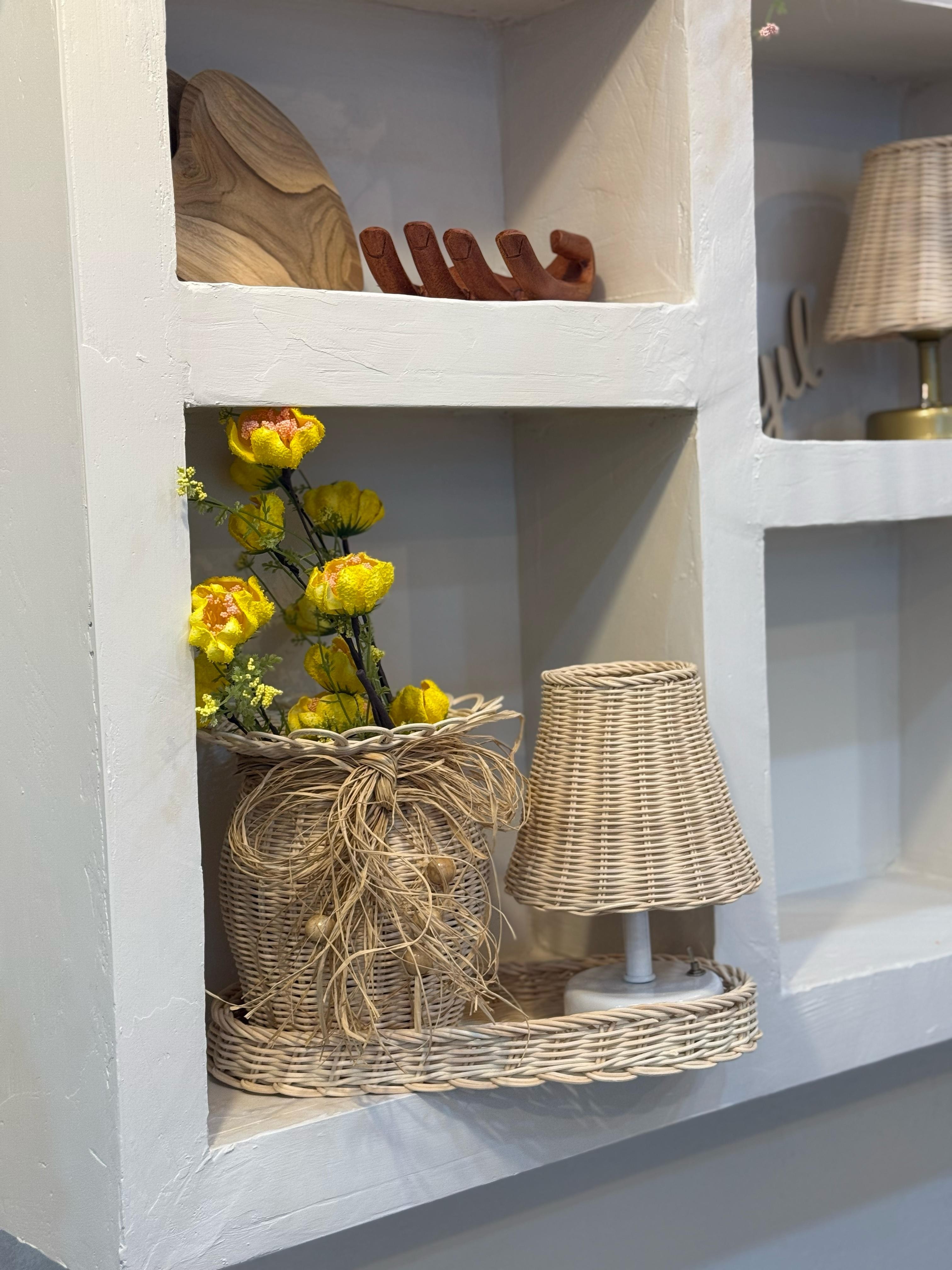 4'lü Rattan Sarı Gelincik Vazo Set