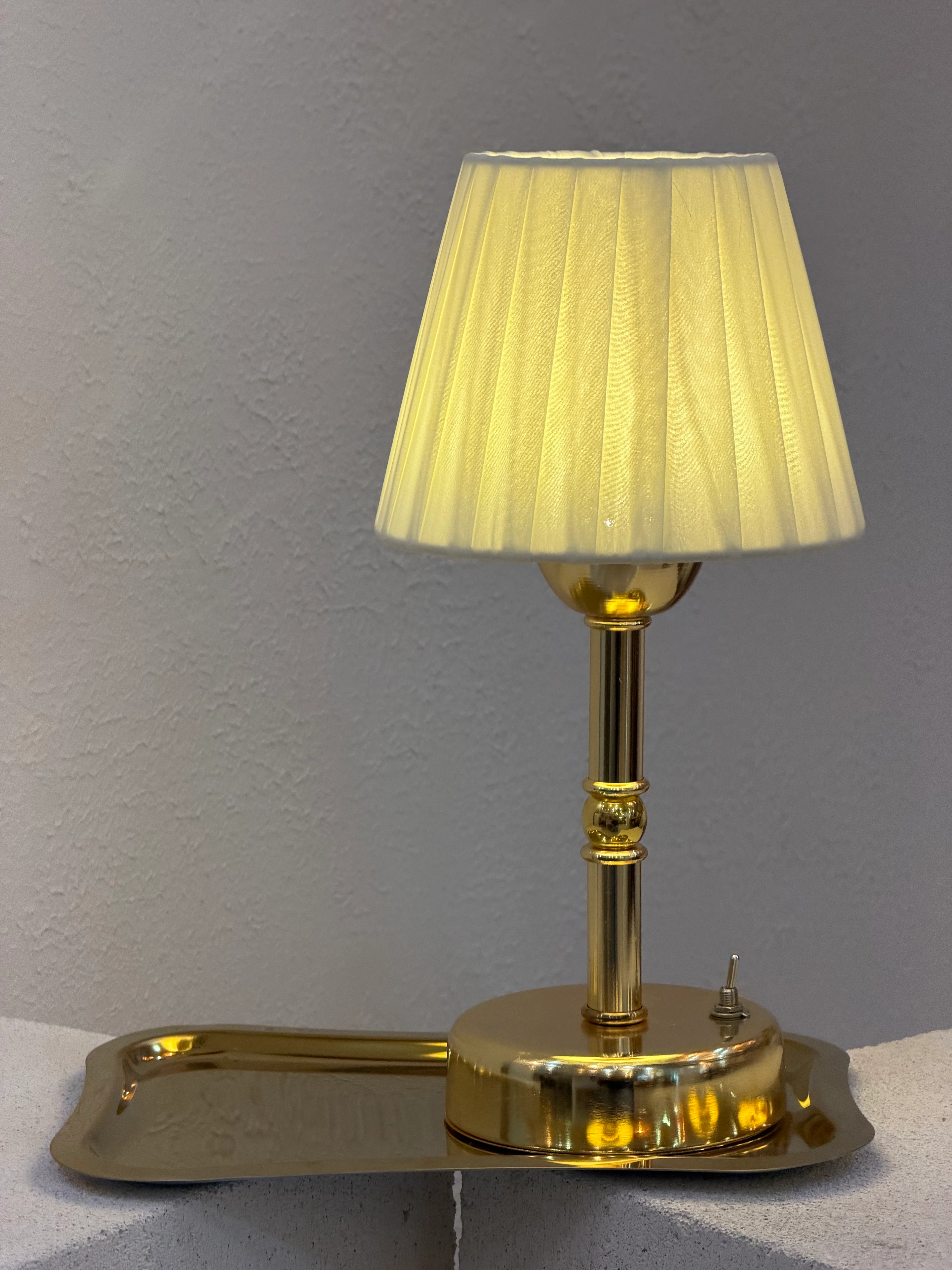 2'li Set Osmanlı İpeği Kablosuz Pilli Masa Lambası – Alt Uzun Parlak Gold & Gold Tepsi