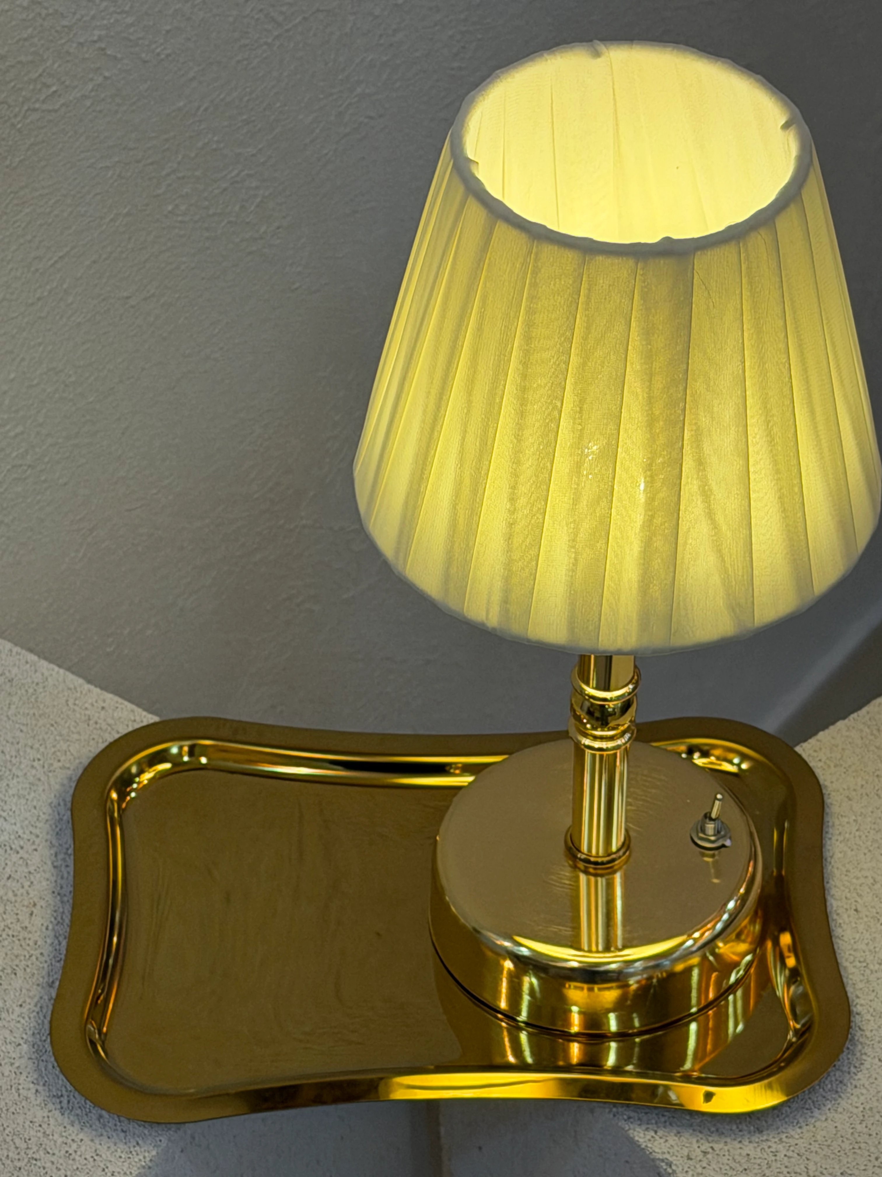 2'li Set Osmanlı İpeği Kablosuz Pilli Masa Lambası – Alt Uzun Parlak Gold & Gold Tepsi